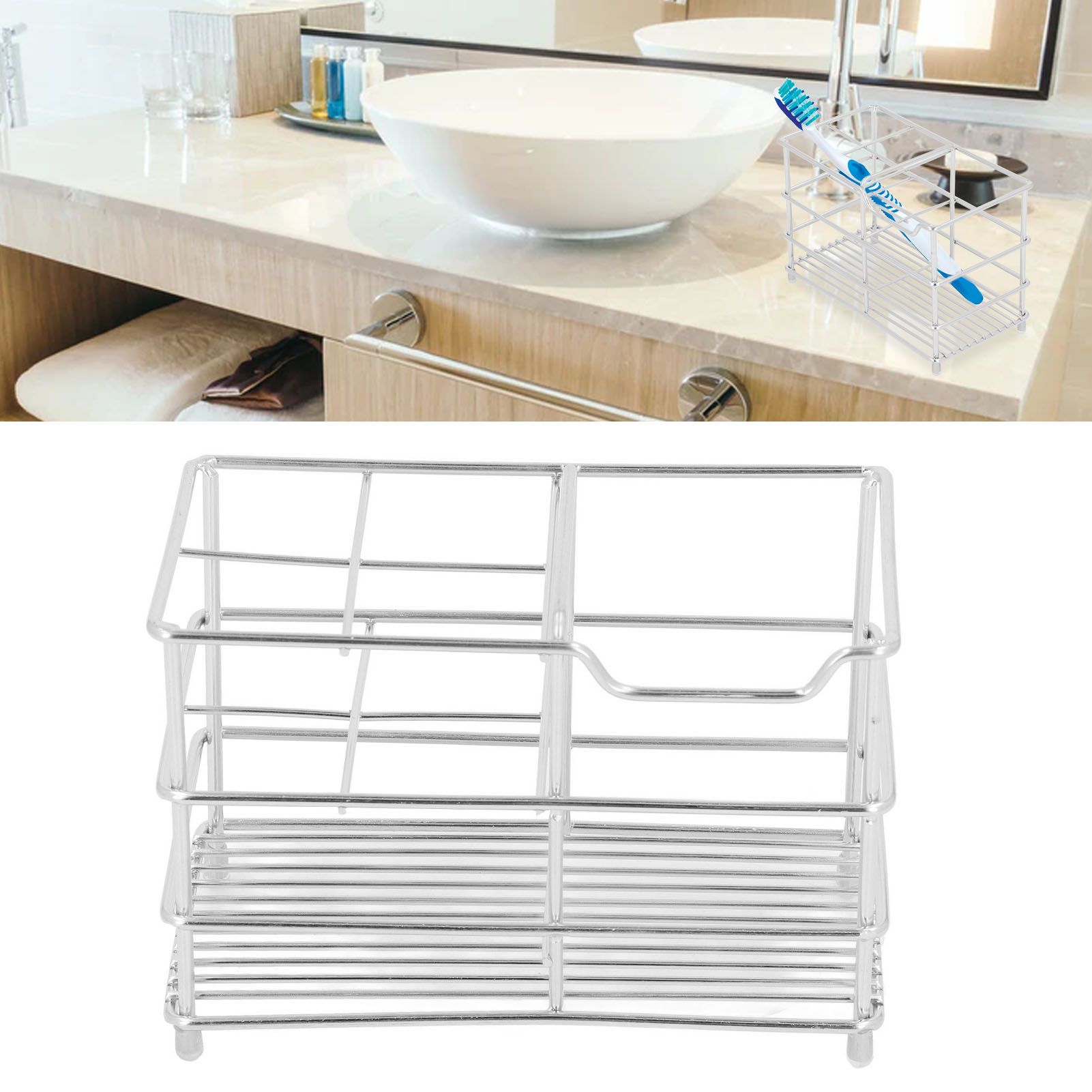 Stainless Steel Toothbrush Holder Multipurpose Toothbrush Toothpaste Holder view 12