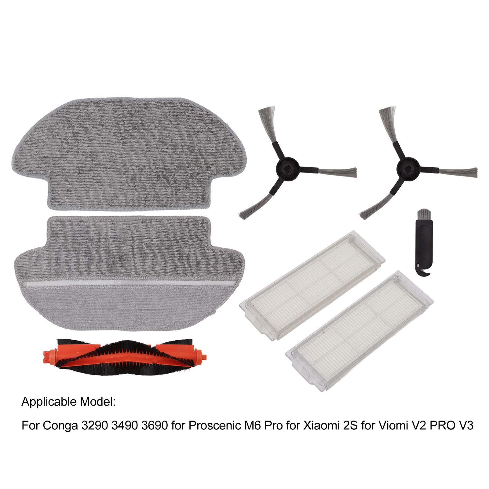 Vacuum Cleaner Main Roller Brush Kit with Side Brush Mop Cloth Filter for view 15