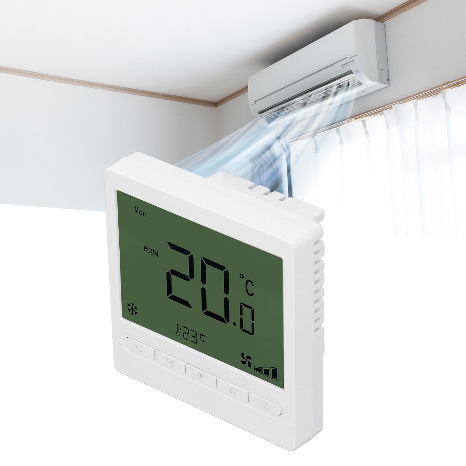 Smart Fan Coil Thermostat ABS LCD Screen Anti Interference Intelligent view 12