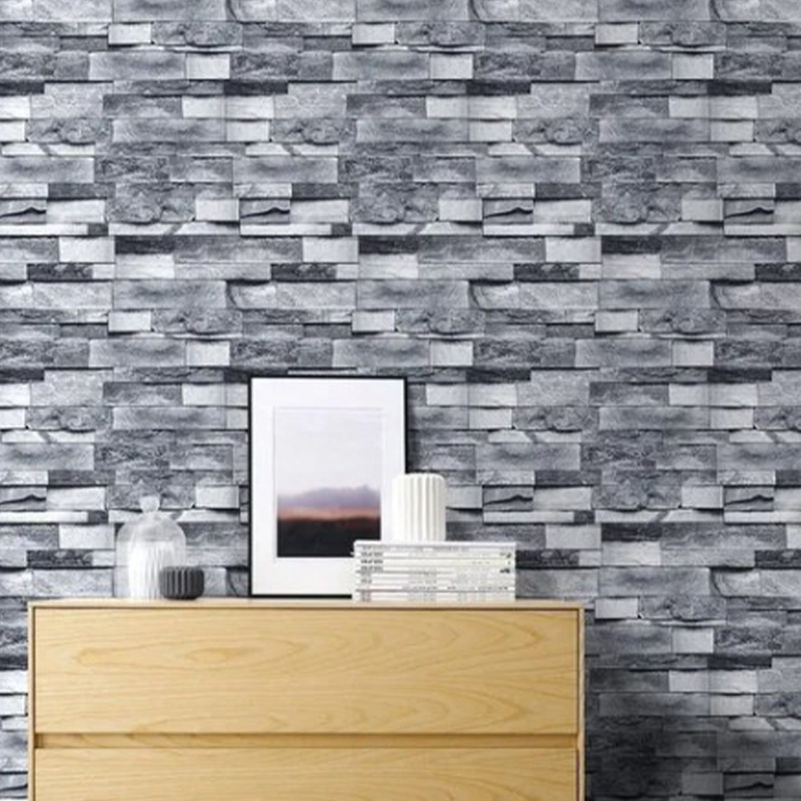 Self Adhesive Wallpaper 3D Simulation Brick Designed Thickened Paper Wall view 5