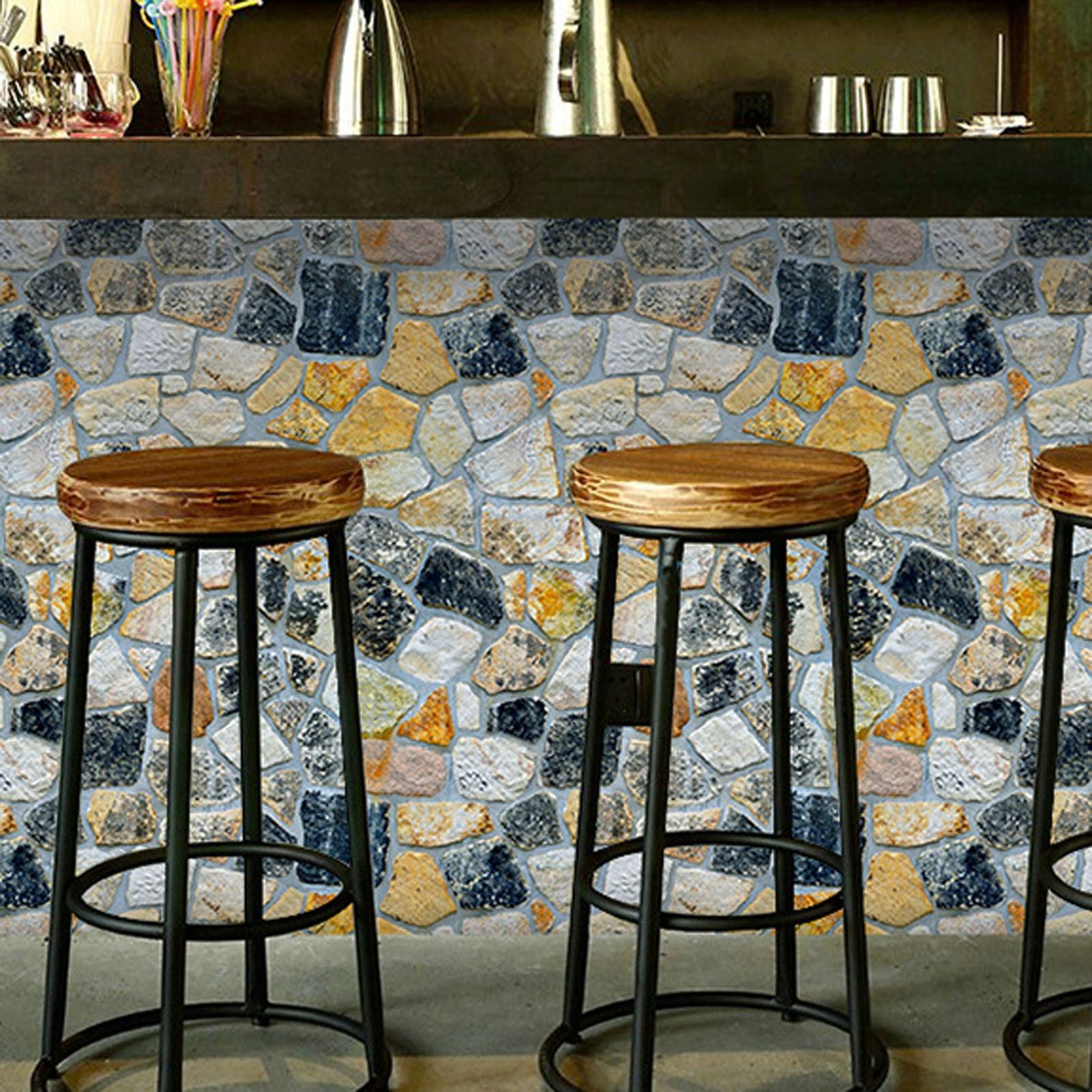 45cmx10m Simulated Stone Wallpaper Home Brick Grain Wall Sticker Colorful Rock view 11