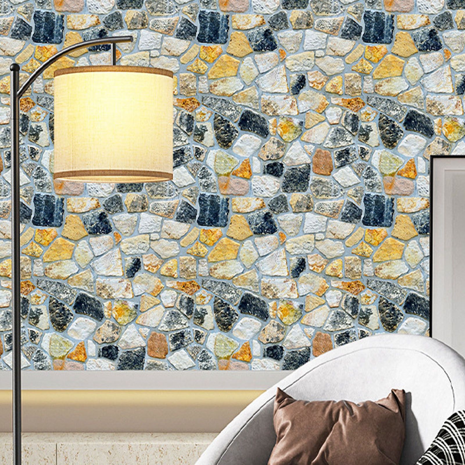 45cmx10m Simulated Stone Wallpaper Home Brick Grain Wall Sticker Colorful Rock view 12