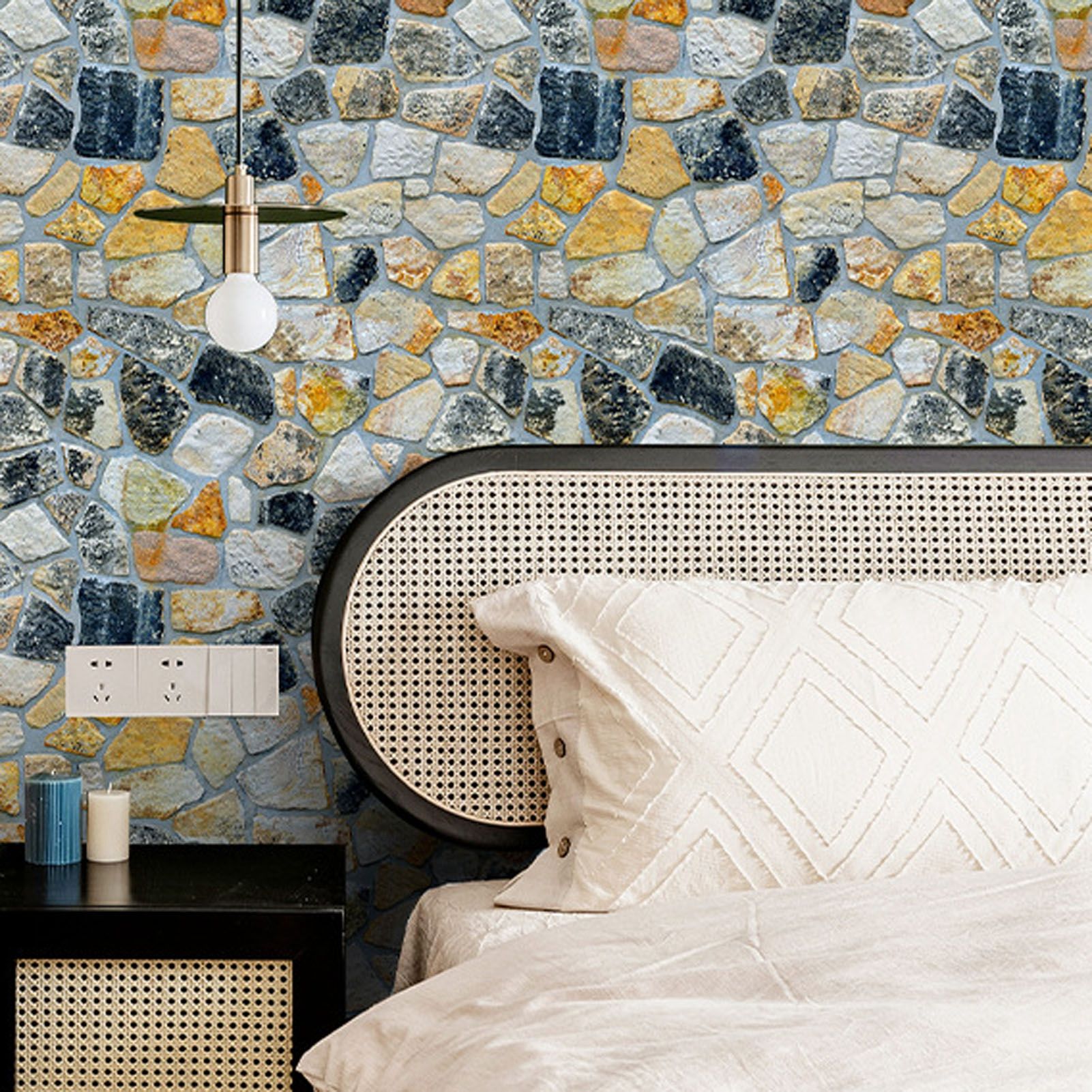 45cmx10m Simulated Stone Wallpaper Home Brick Grain Wall Sticker Colorful Rock view 14