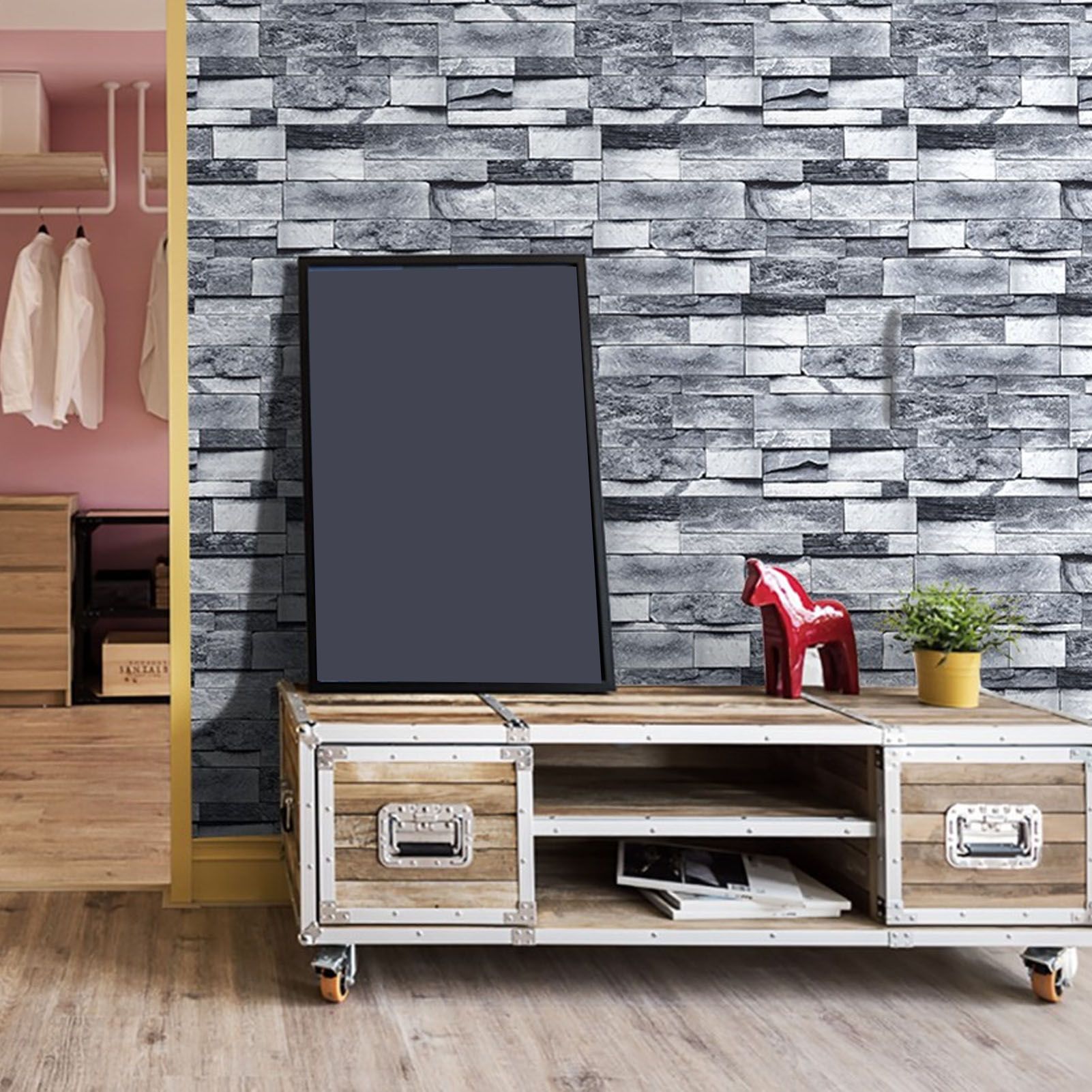 6m/19.69ft Wallpaper Vintage Brick Self Adhesive Peel and Stick 3D Wall view 11