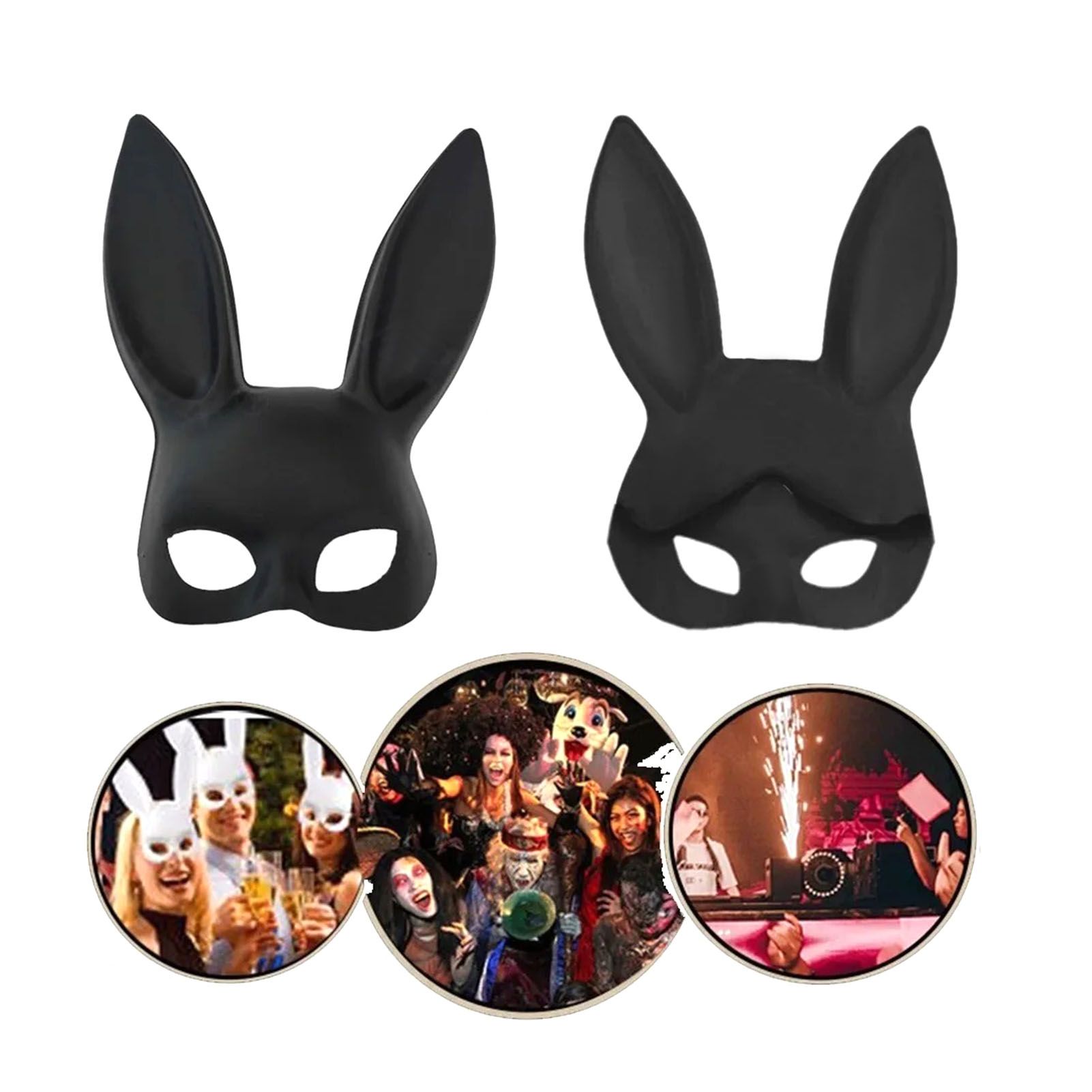 Rabbit Ears Mask Half Face Environmental Protection PVC Masquerade Mask for view 8