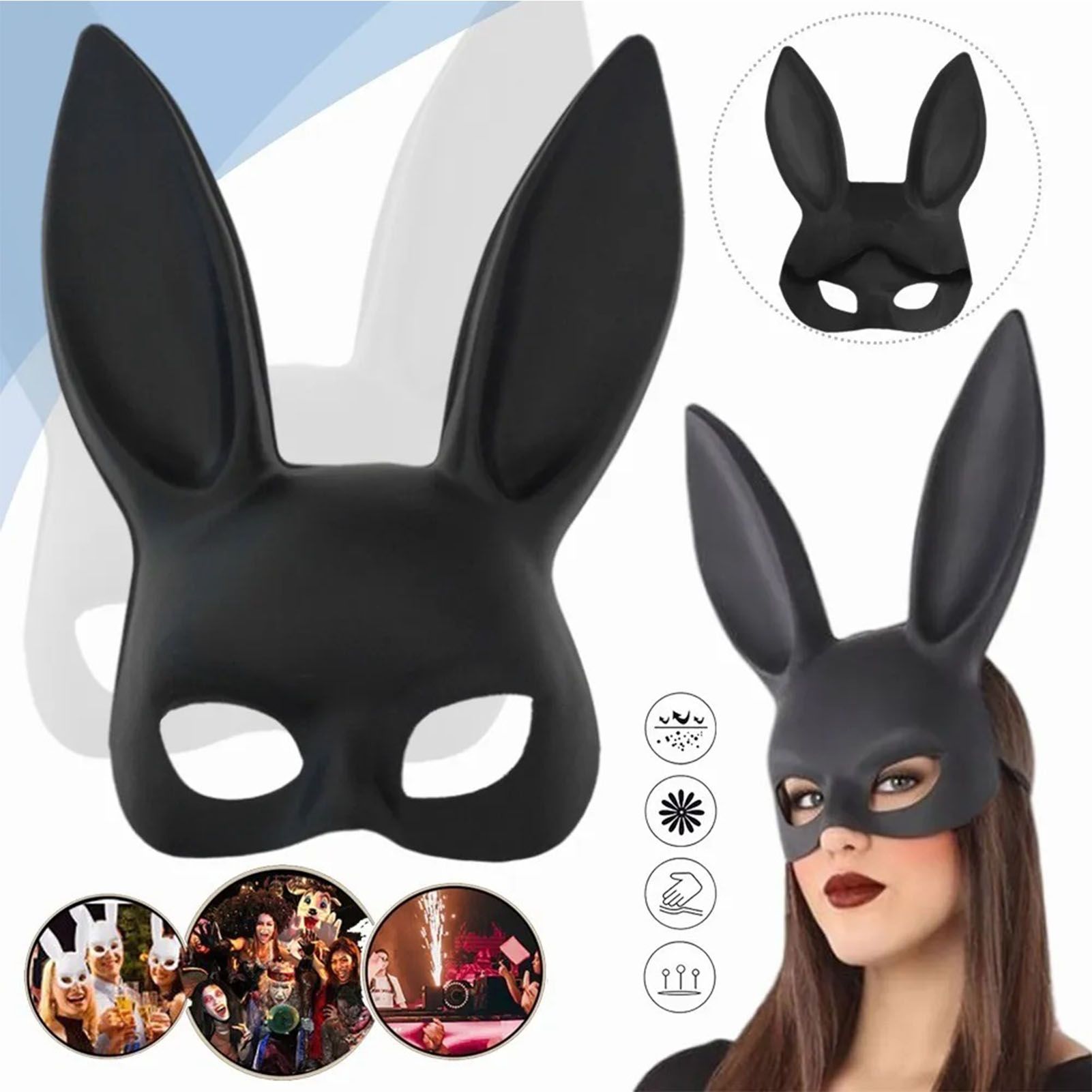 Rabbit Ears Mask Half Face Environmental Protection PVC Masquerade Mask for view 9