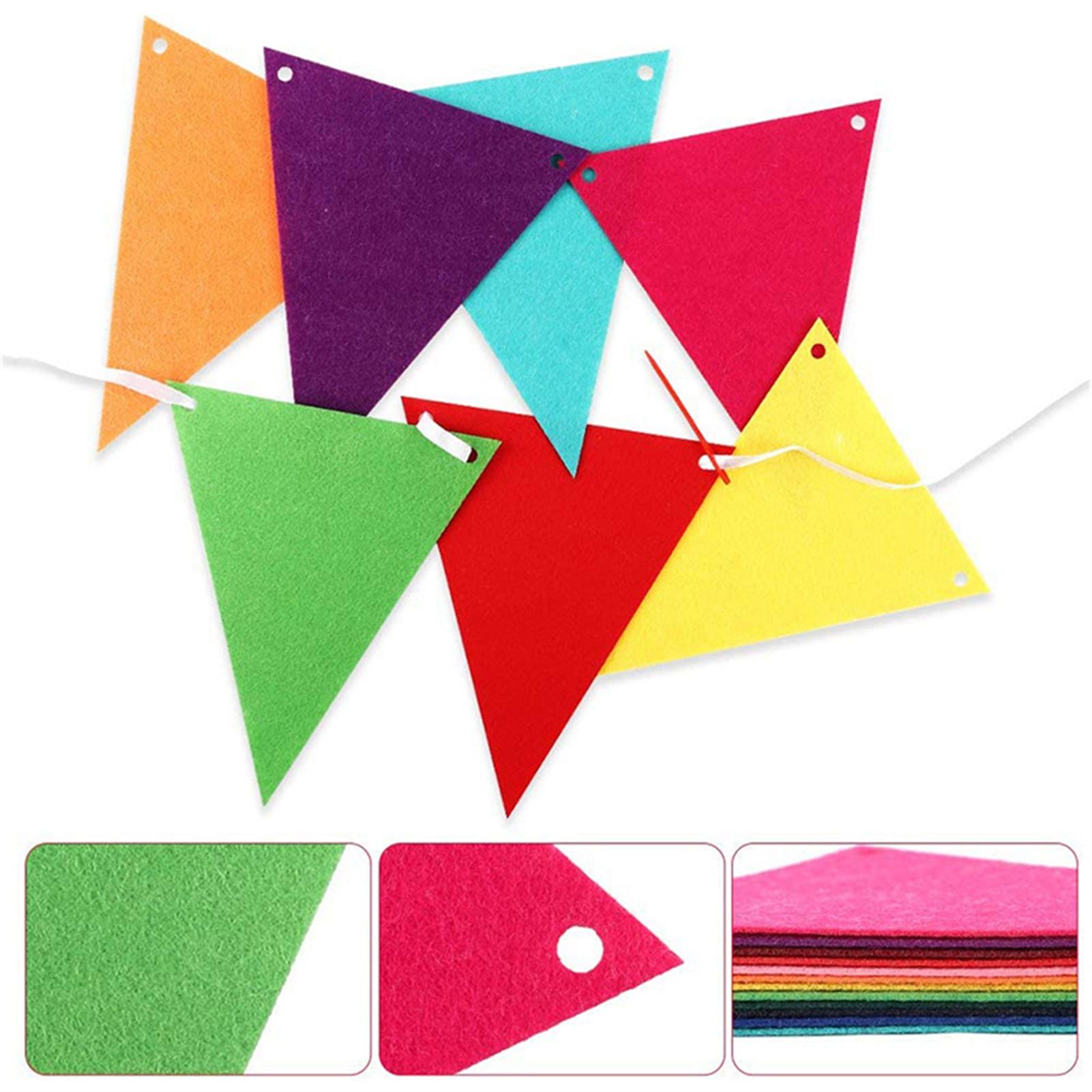 5pcs Party Banner Triquetrous Shape Felt Fabric 18x15x6cm Decorative Flag view 3