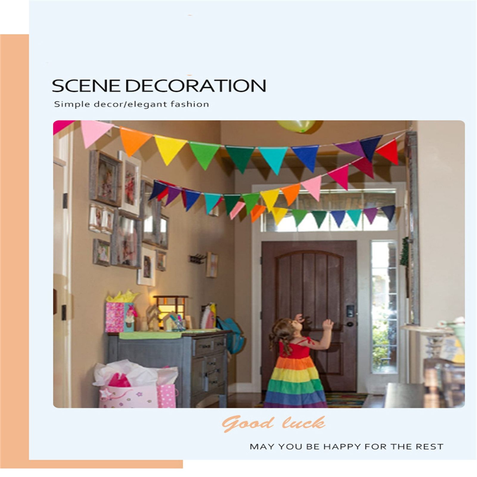 5pcs Party Banner Triquetrous Shape Felt Fabric 18x15x6cm Decorative Flag view 10
