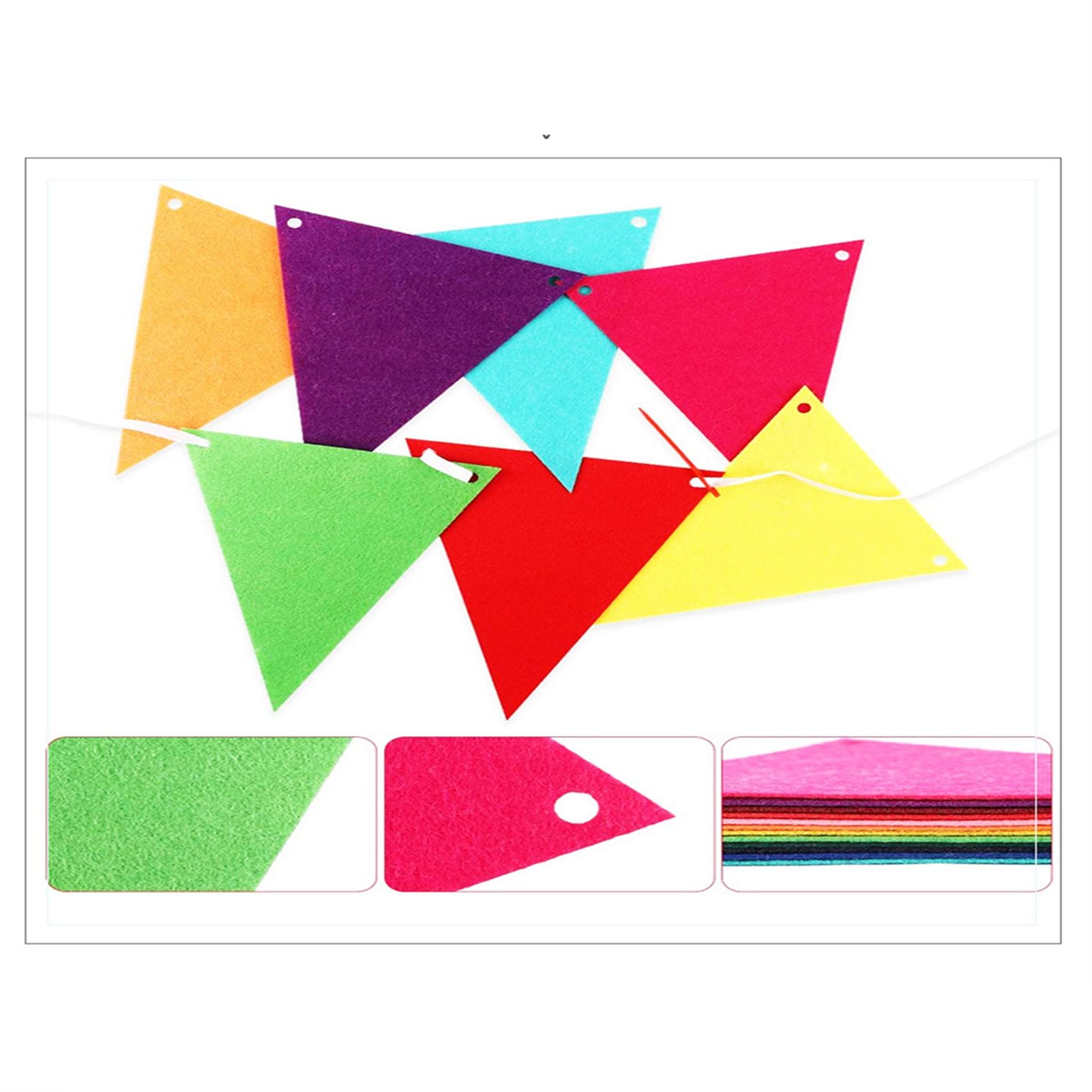 5pcs Party Banner Triquetrous Shape Felt Fabric 18x15x6cm Decorative Flag view 13