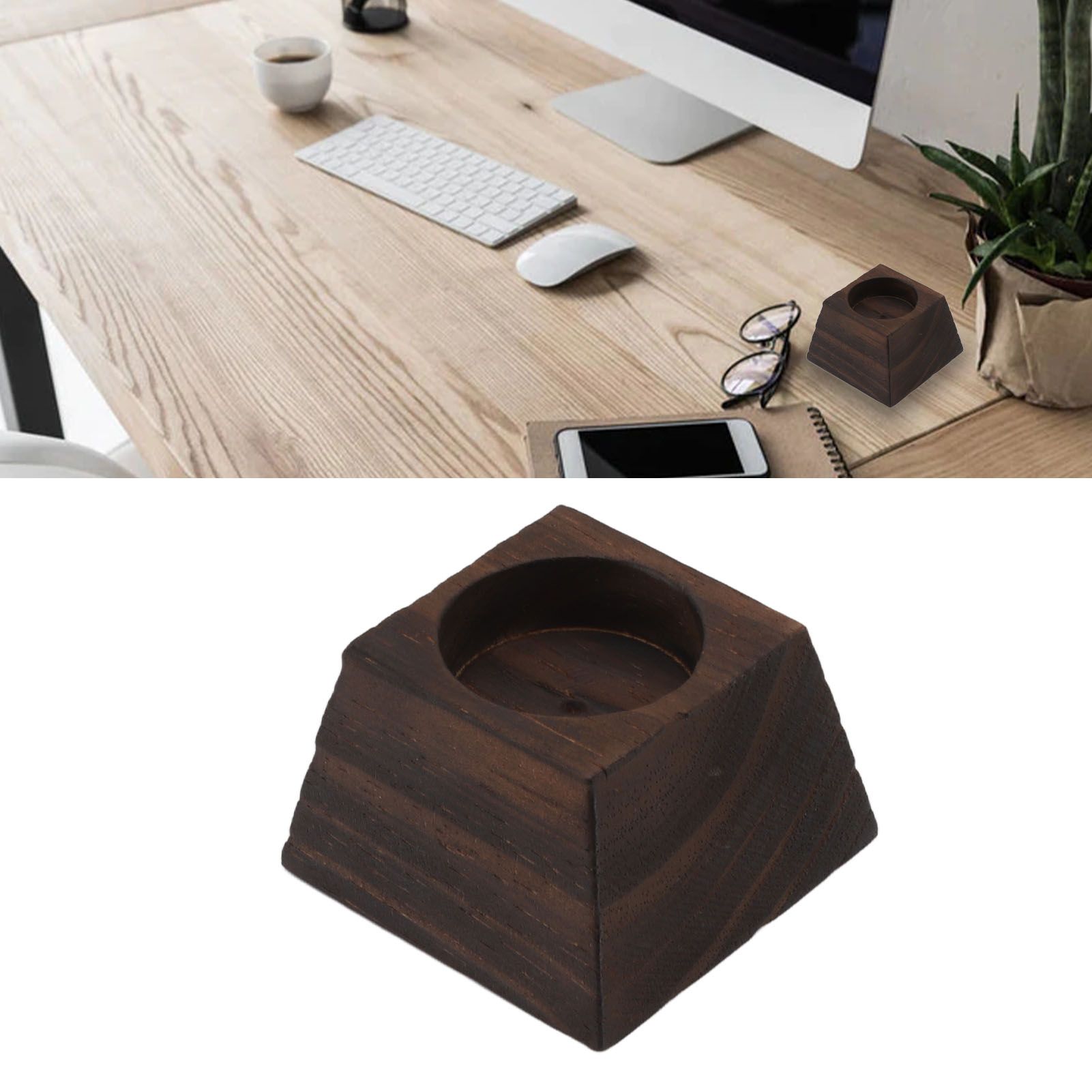 Candle Holder Trapezoid Wood Retro Table Decoration Ornament for Christmas Day view 11