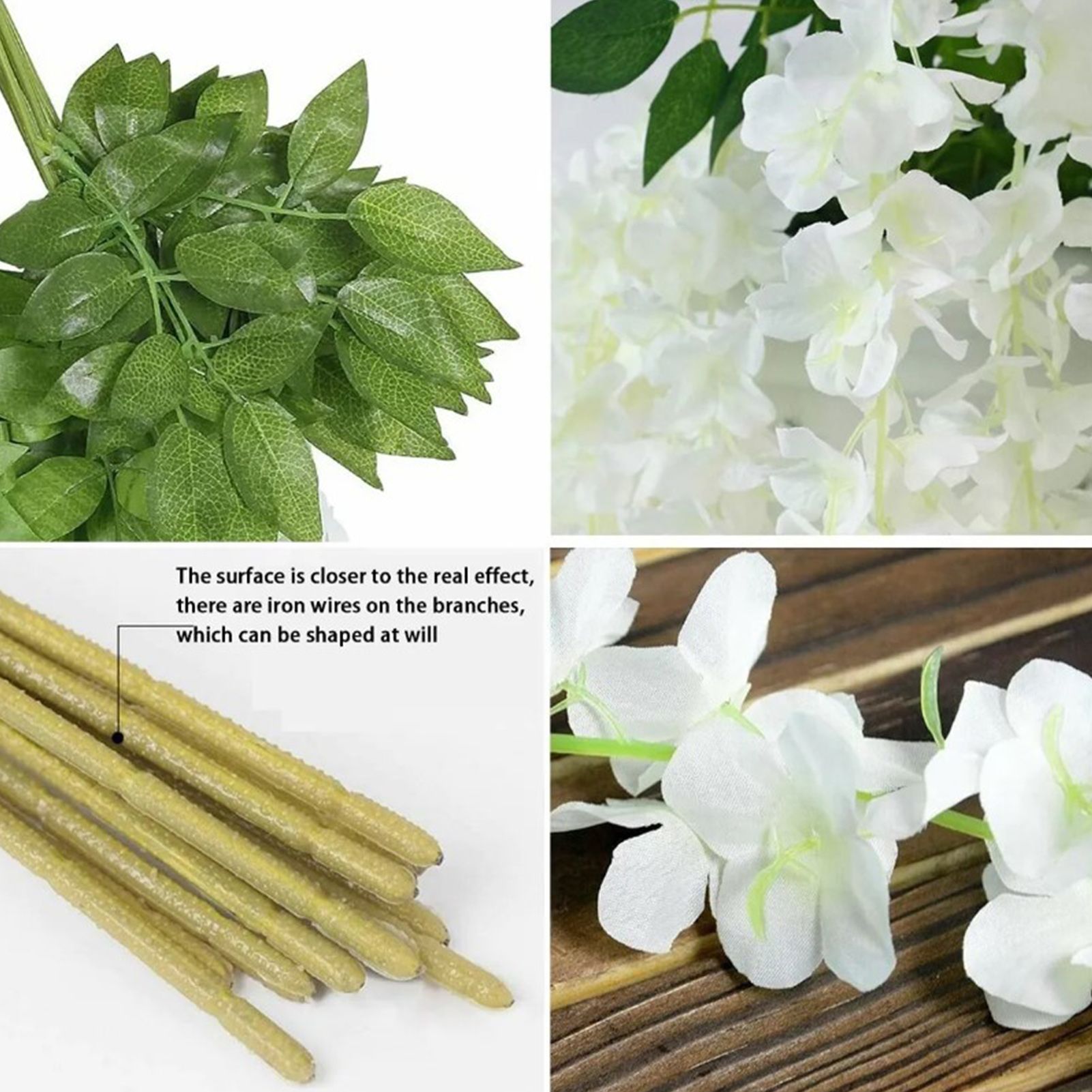 12 Pcs Artificial Wisteria Pure White Exquisite Simulated Wisteria Decoration view 10