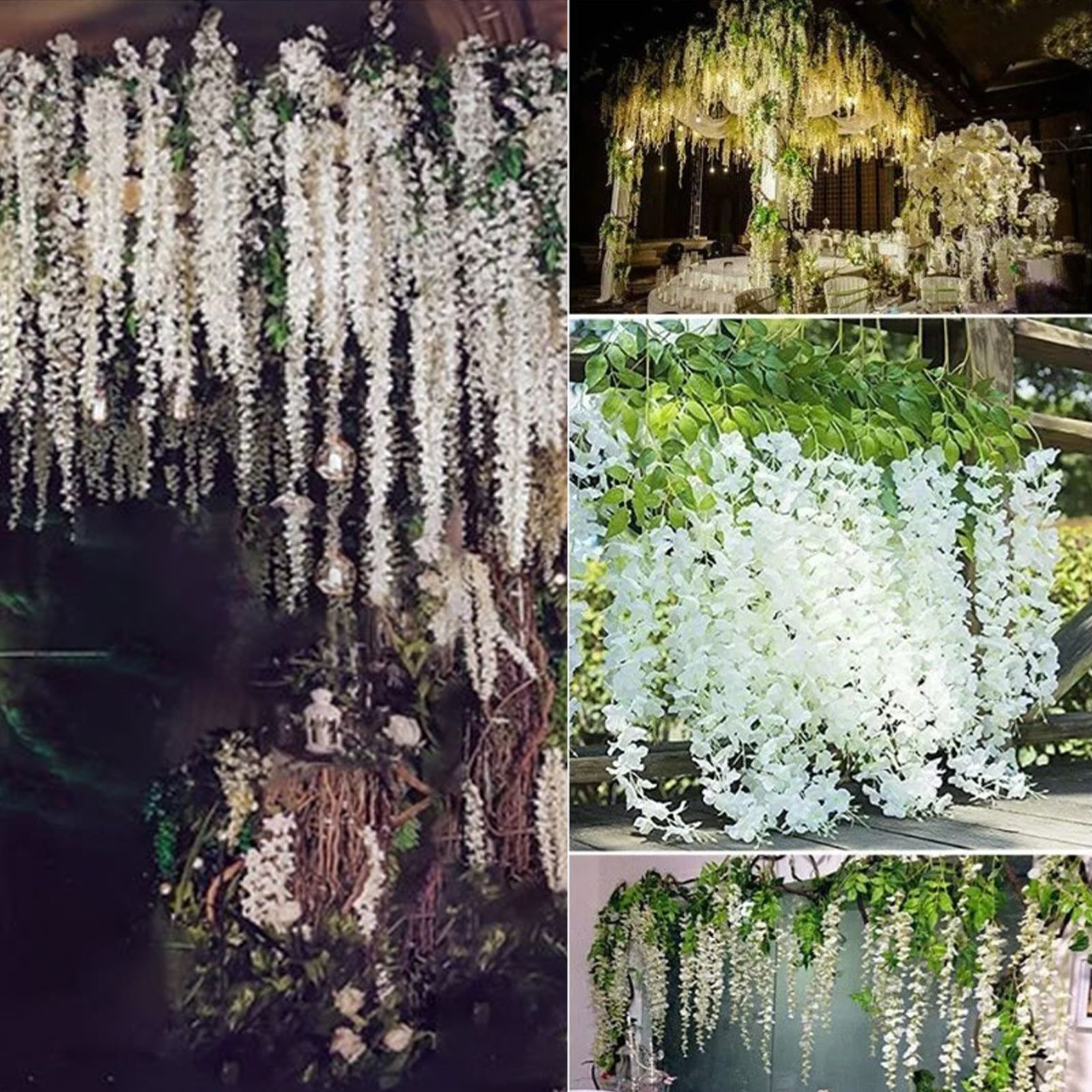 12 Pcs Artificial Wisteria Pure White Exquisite Simulated Wisteria Decoration view 14