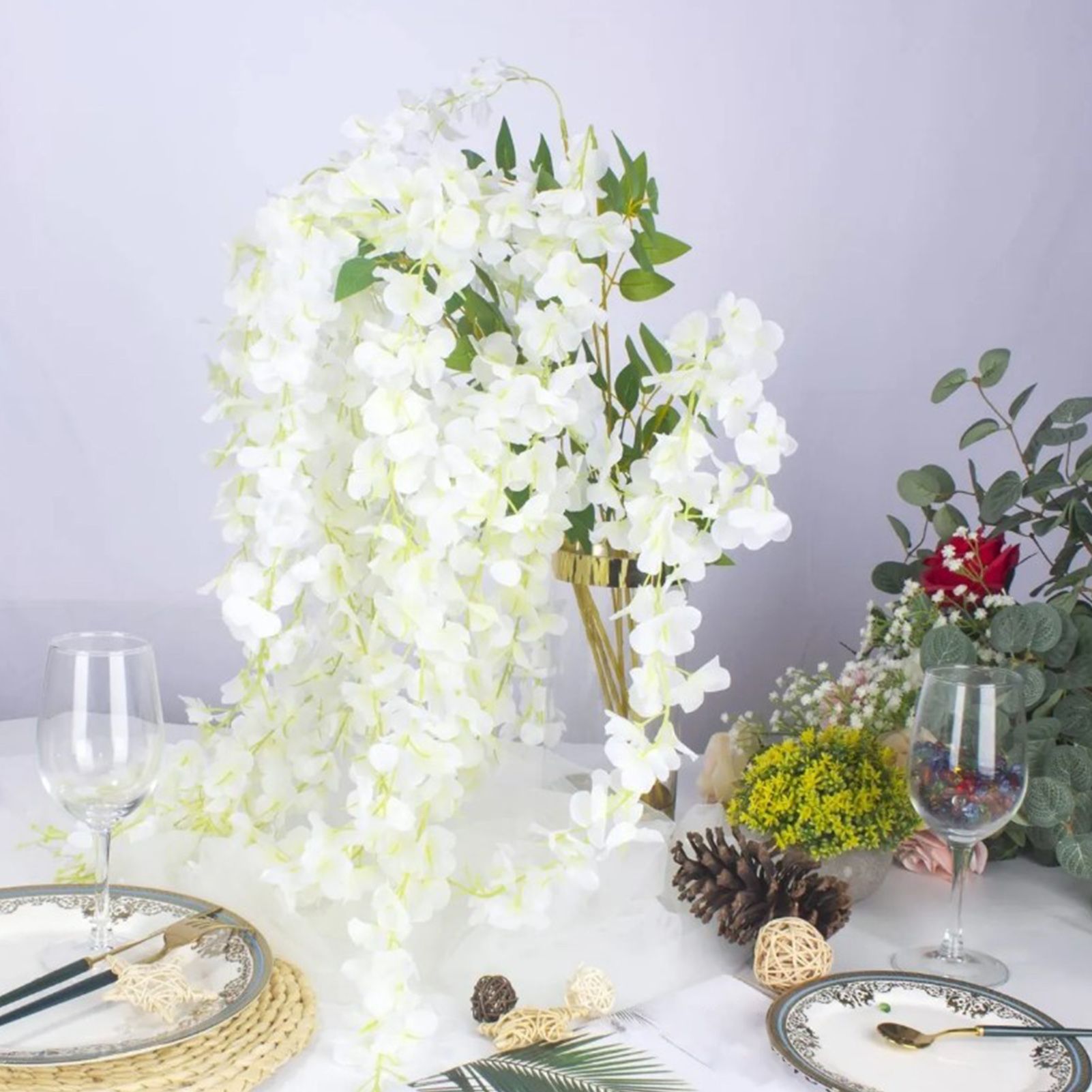 12 Pcs Artificial Wisteria Pure White Exquisite Simulated Wisteria Decoration view 15
