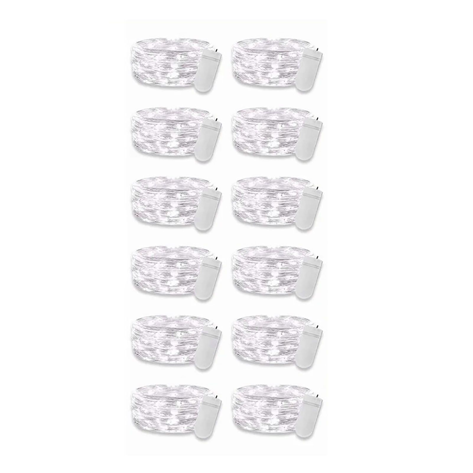 12PCS 0.03W Button String Lights Cold White Light 20 LED 3V Flexible IP65