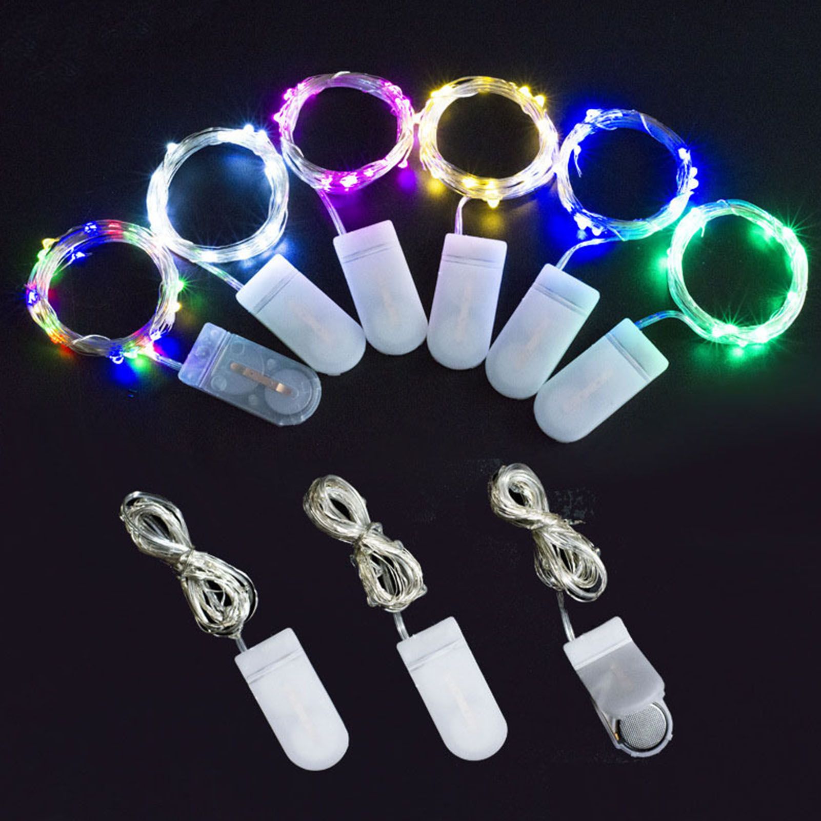 12PCS 0.03W Button String Lights Cold White Light 20 LED 3V Flexible IP65 view 10
