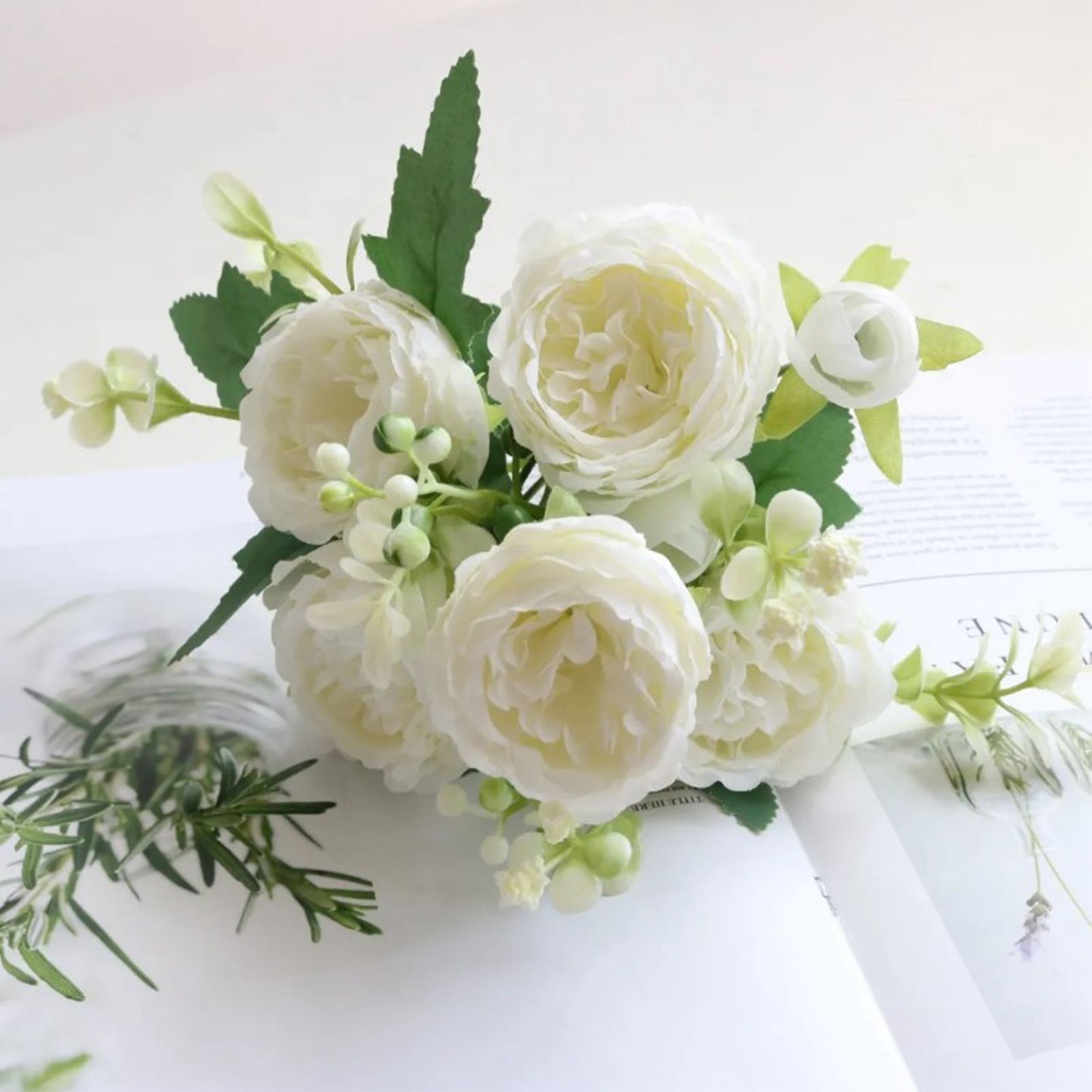 2 Bunches Artificial Peonies Romantic Vivid 6cm Diameter Attractive Decorative view 8