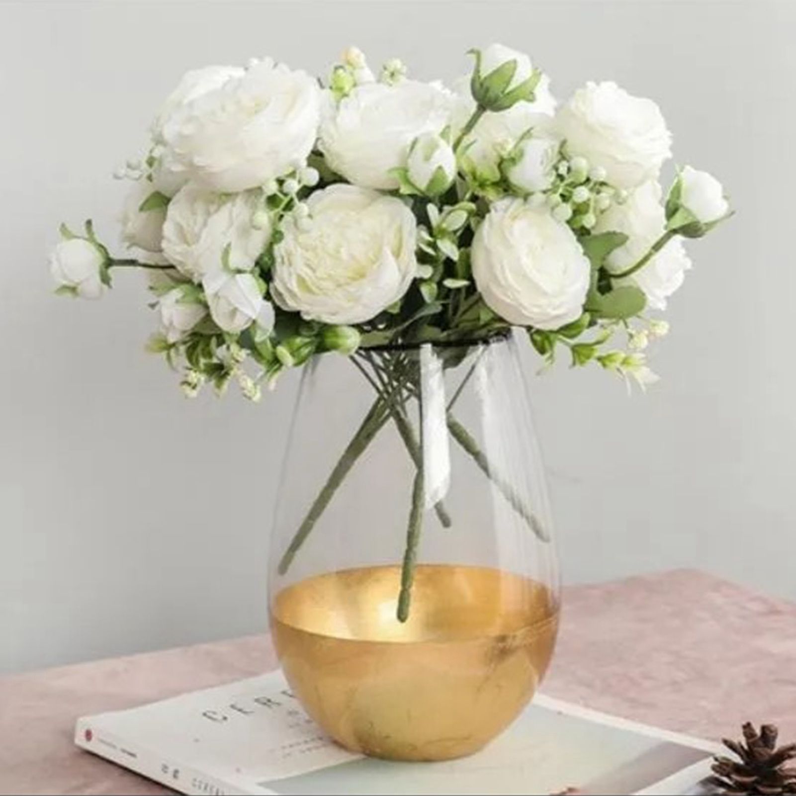 2 Bunches Artificial Peonies Romantic Vivid 6cm Diameter Attractive Decorative view 9