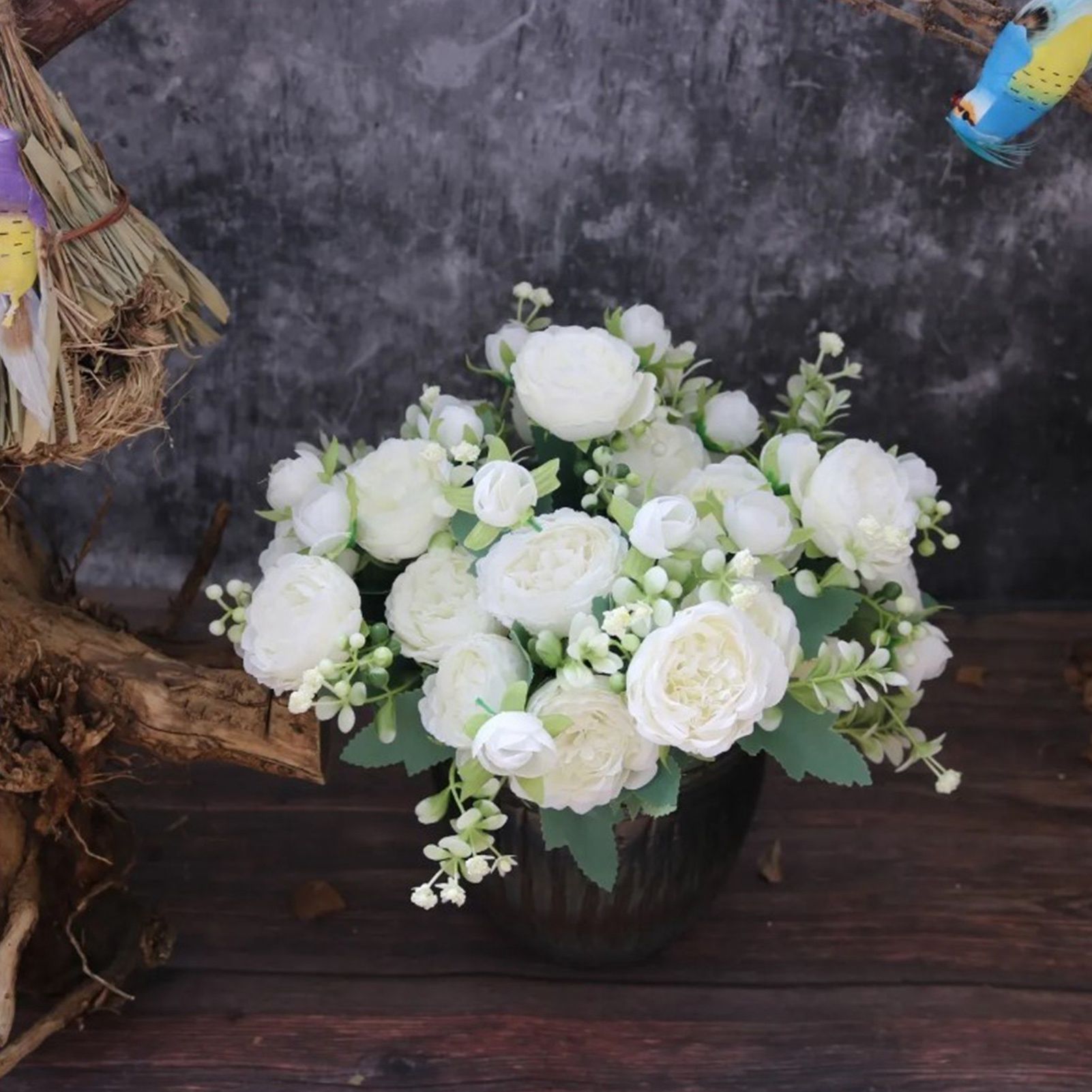 2 Bunches Artificial Peonies Romantic Vivid 6cm Diameter Attractive Decorative view 12