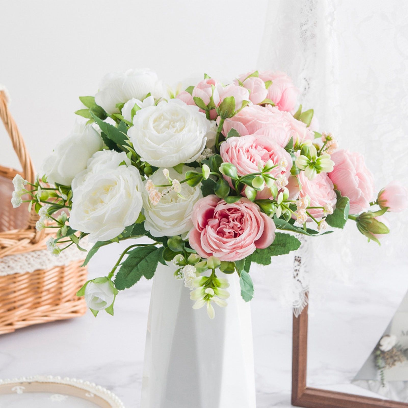 2 Bunches Artificial Peonies Romantic Vivid 6cm Diameter Attractive Decorative view 14