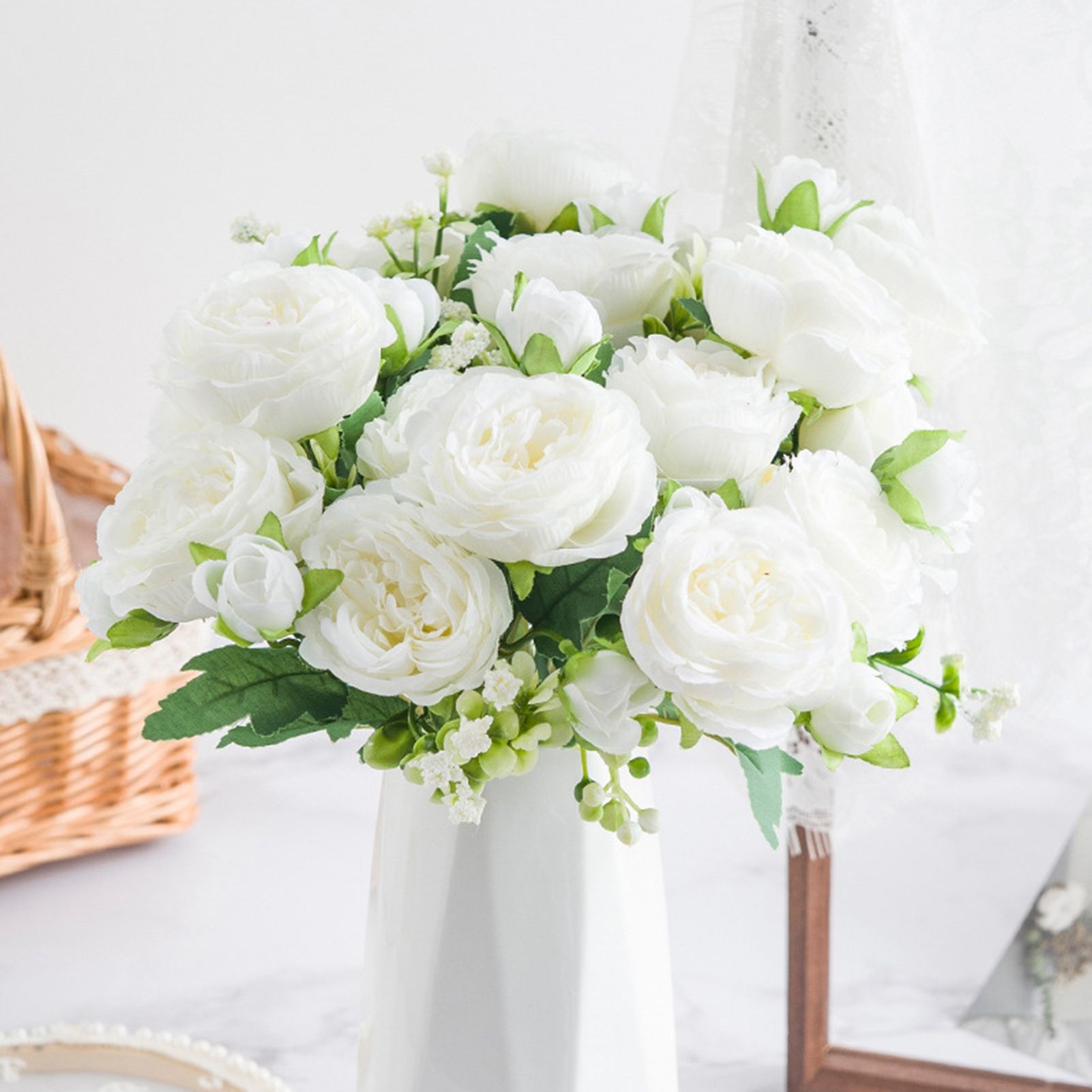 2 Bunches Artificial Peonies Romantic Vivid 6cm Diameter Attractive Decorative view 15