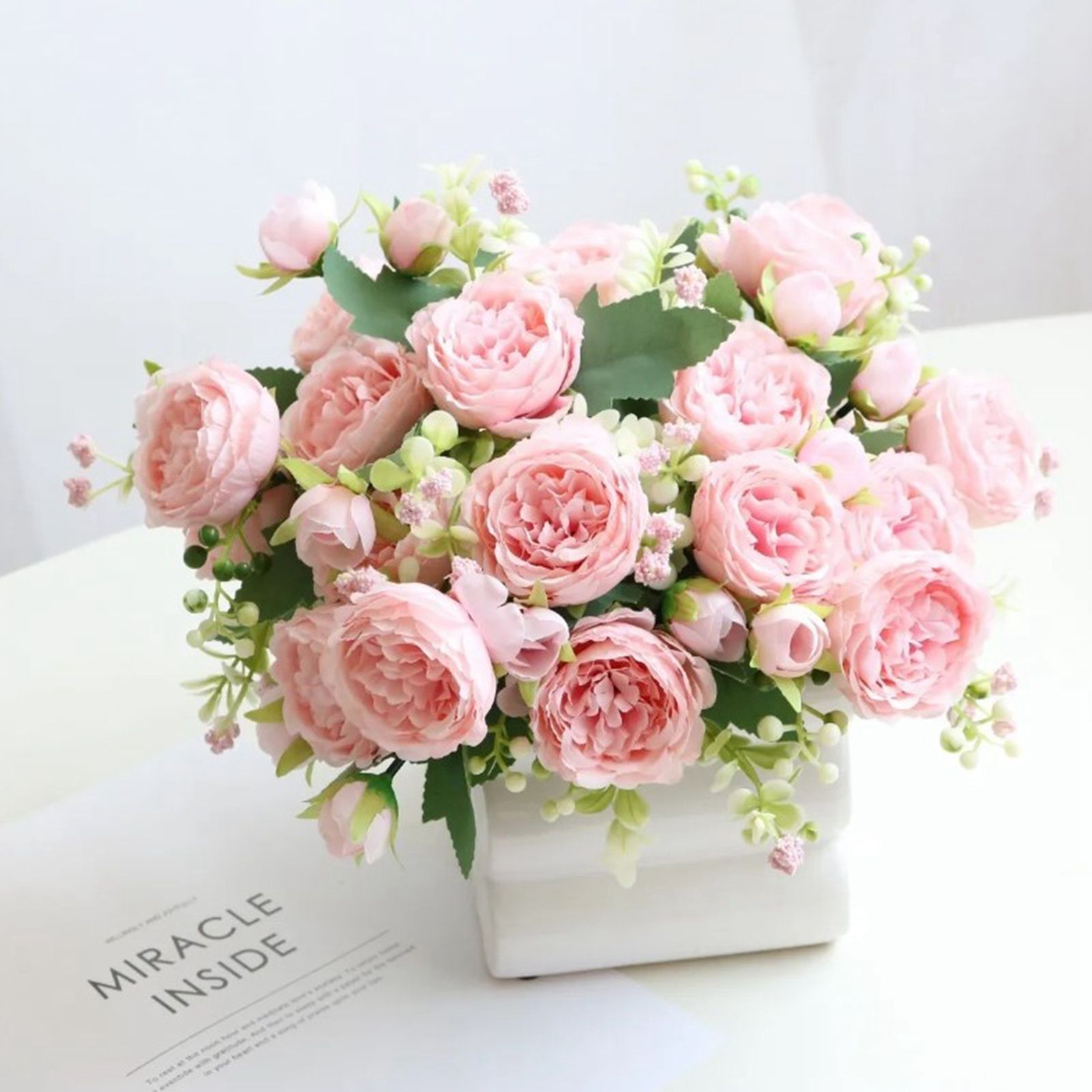2 Bunches Artificial Peonies Romantic Vivid 6cm Diameter Attractive Decorative view 7