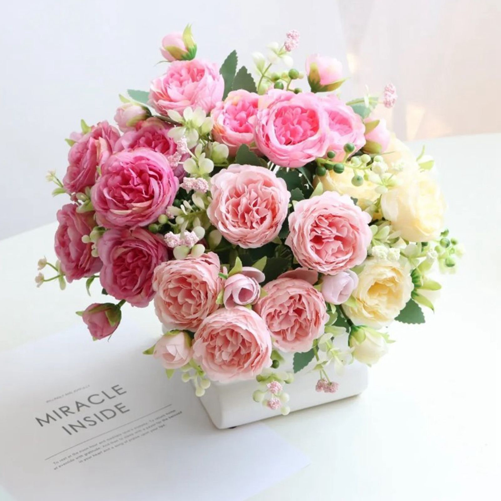 2 Bunches Artificial Peonies Romantic Vivid 6cm Diameter Attractive Decorative view 9