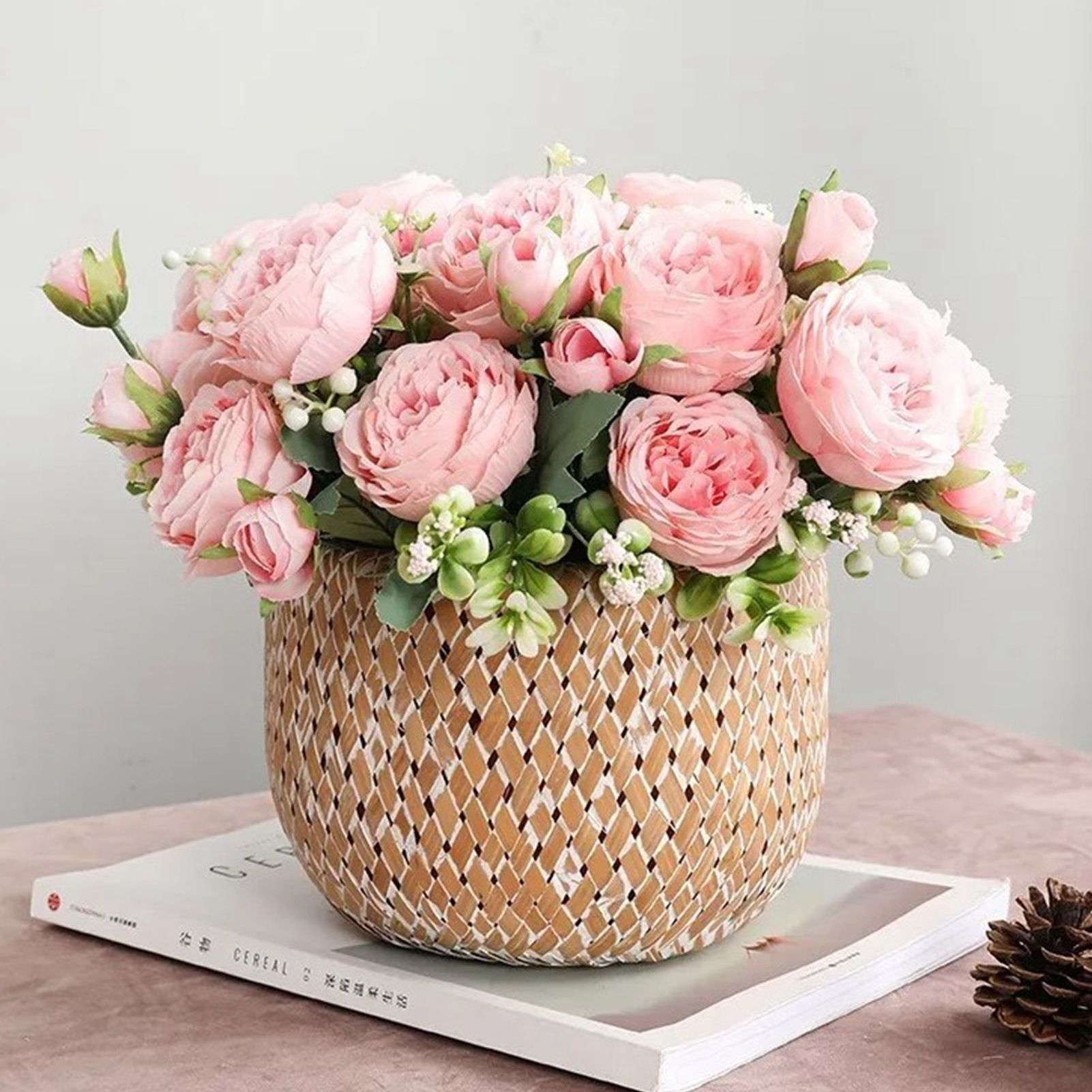 2 Bunches Artificial Peonies Romantic Vivid 6cm Diameter Attractive Decorative view 11