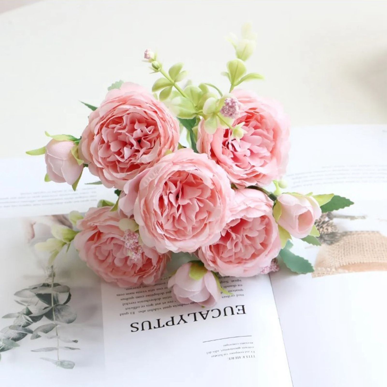 2 Bunches Artificial Peonies Romantic Vivid 6cm Diameter Attractive Decorative view 13