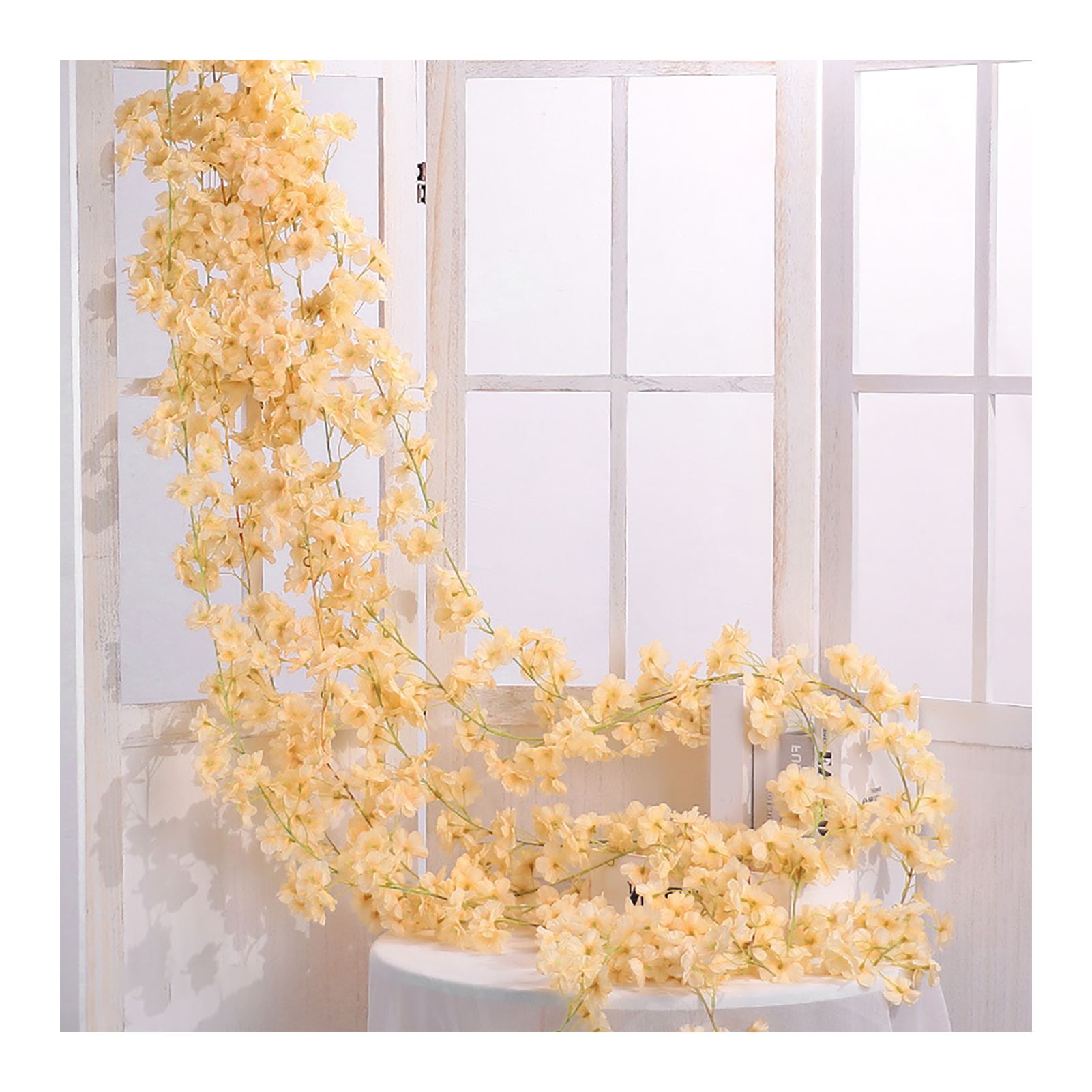 Artificial Flower Rattan Single 1.8m 135pcs Flowers Head Vivid Decorative Silk view 2