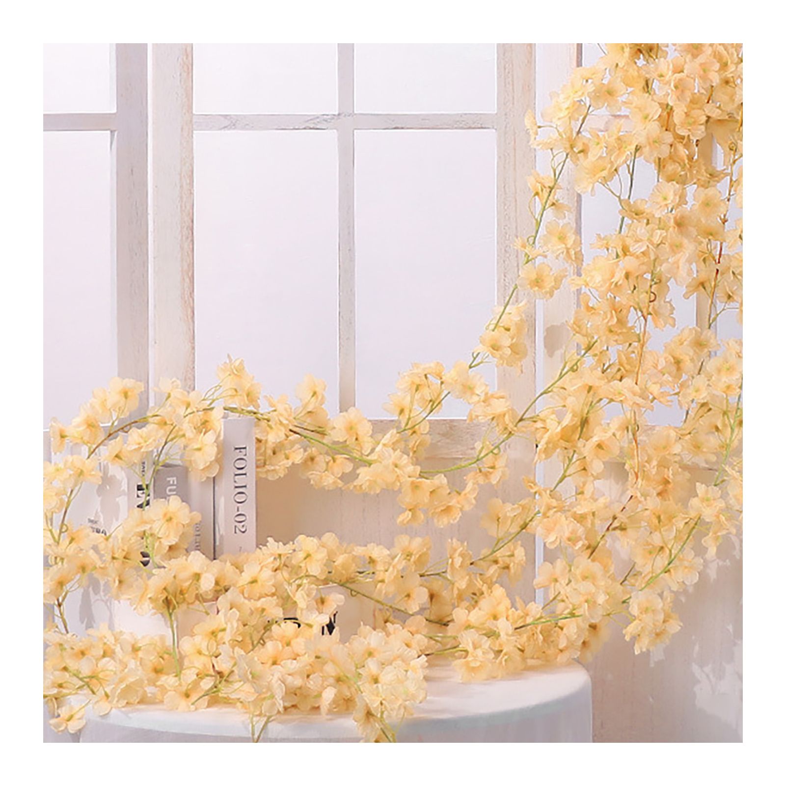 Artificial Flower Rattan Single 1.8m 135pcs Flowers Head Vivid Decorative Silk view 4