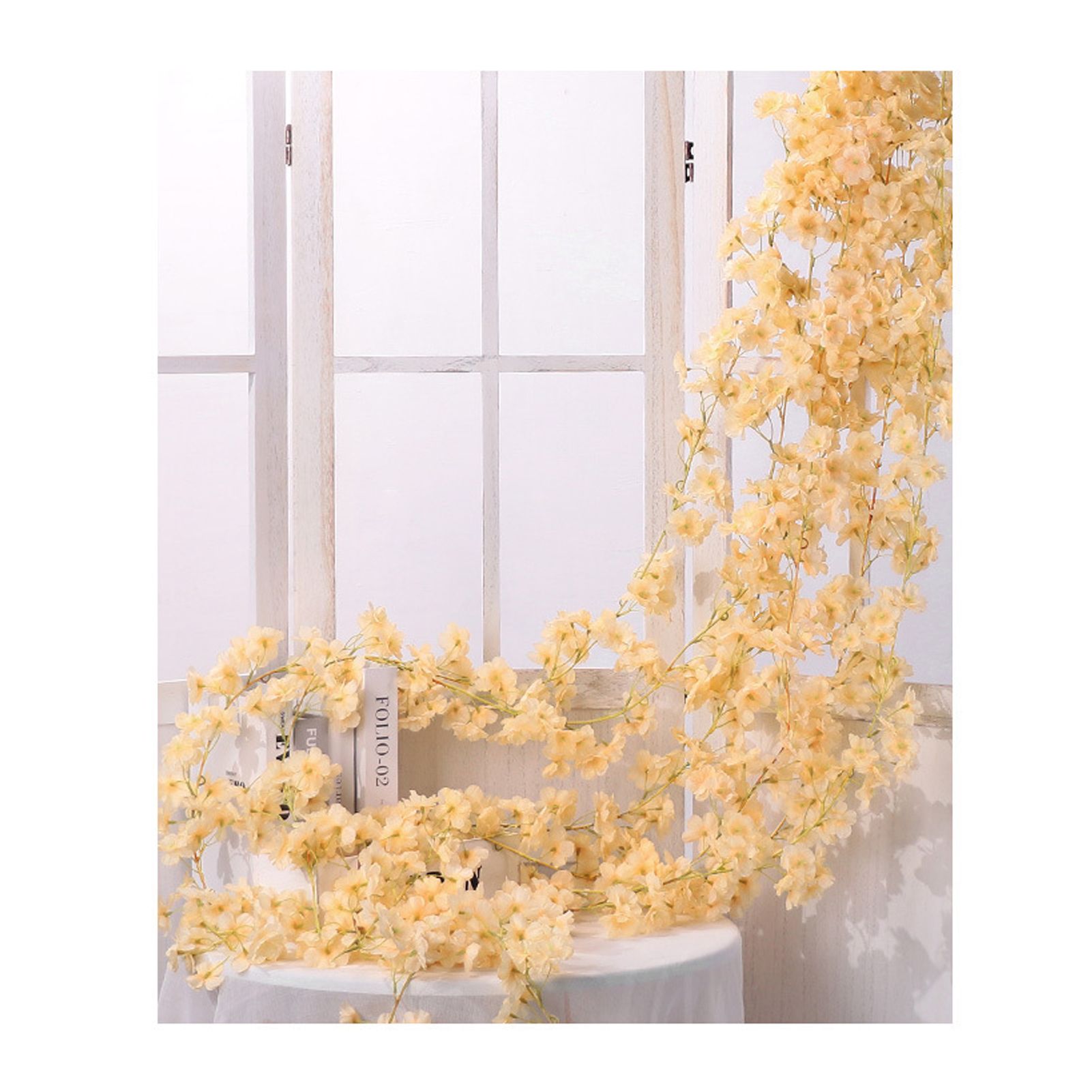 Artificial Flower Rattan Single 1.8m 135pcs Flowers Head Vivid Decorative Silk view 5