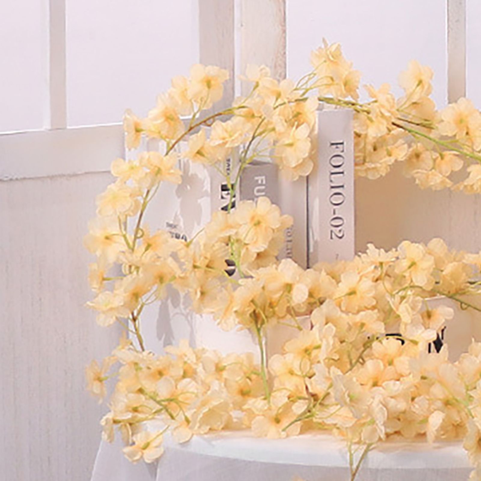 Artificial Flower Rattan Single 1.8m 135pcs Flowers Head Vivid Decorative Silk view 9