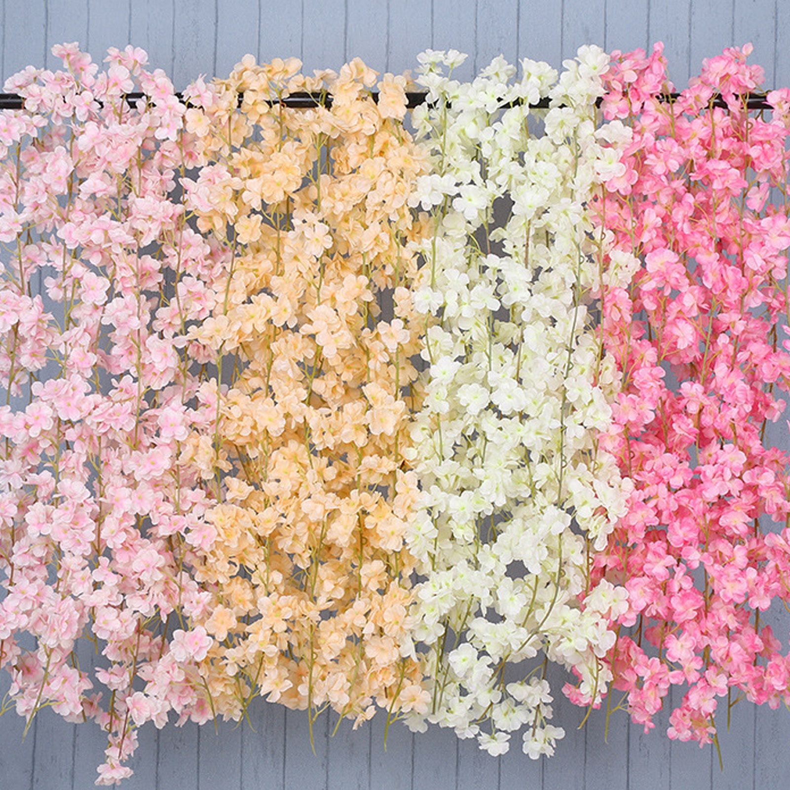 Artificial Flower Rattan Single 1.8m 135pcs Flowers Head Vivid Decorative Silk view 12