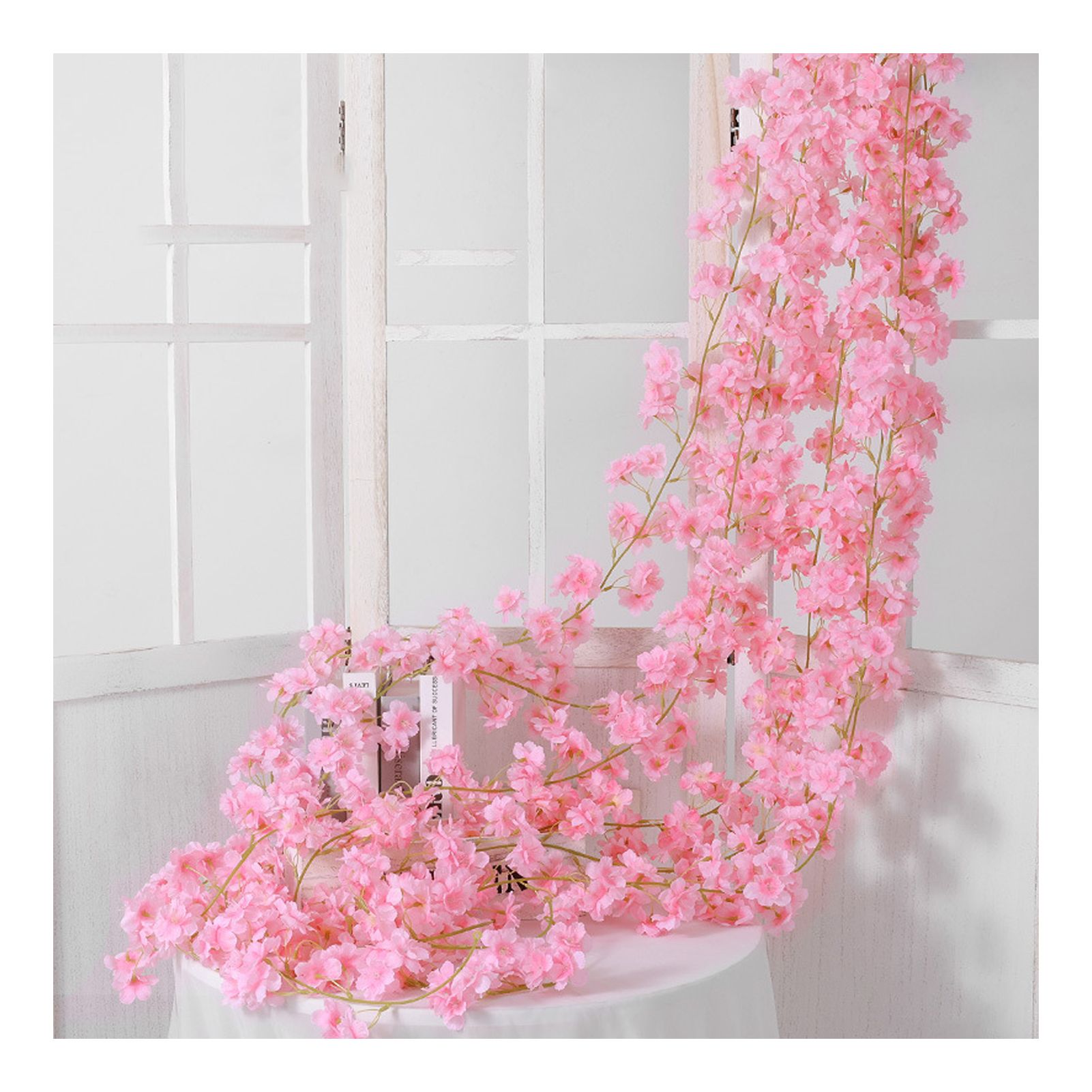 Artificial Flower Rattan Single 1.8m 135pcs Flowers Head Vivid Decorative Silk — image 1