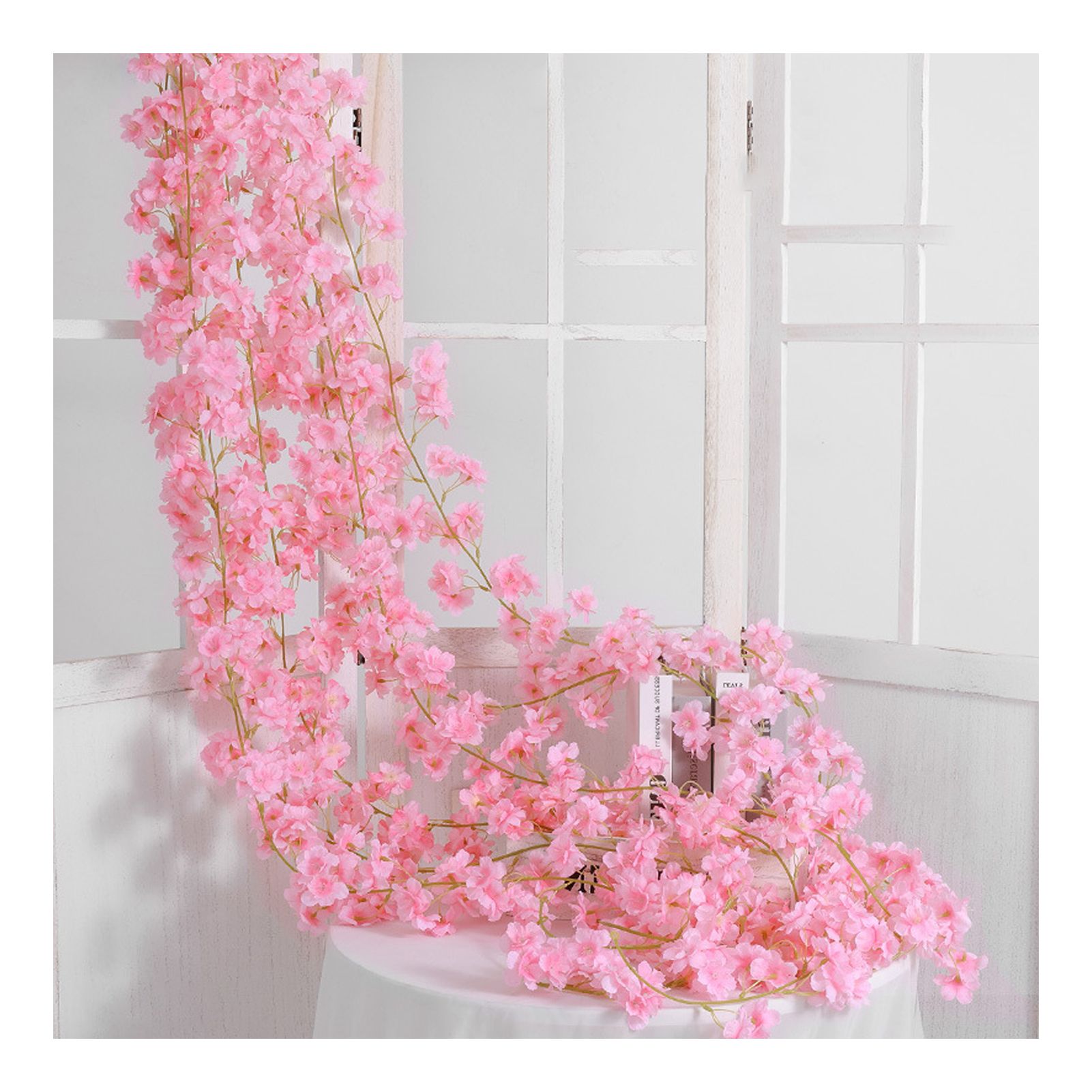 Artificial Flower Rattan Single 1.8m 135pcs Flowers Head Vivid Decorative Silk view 2