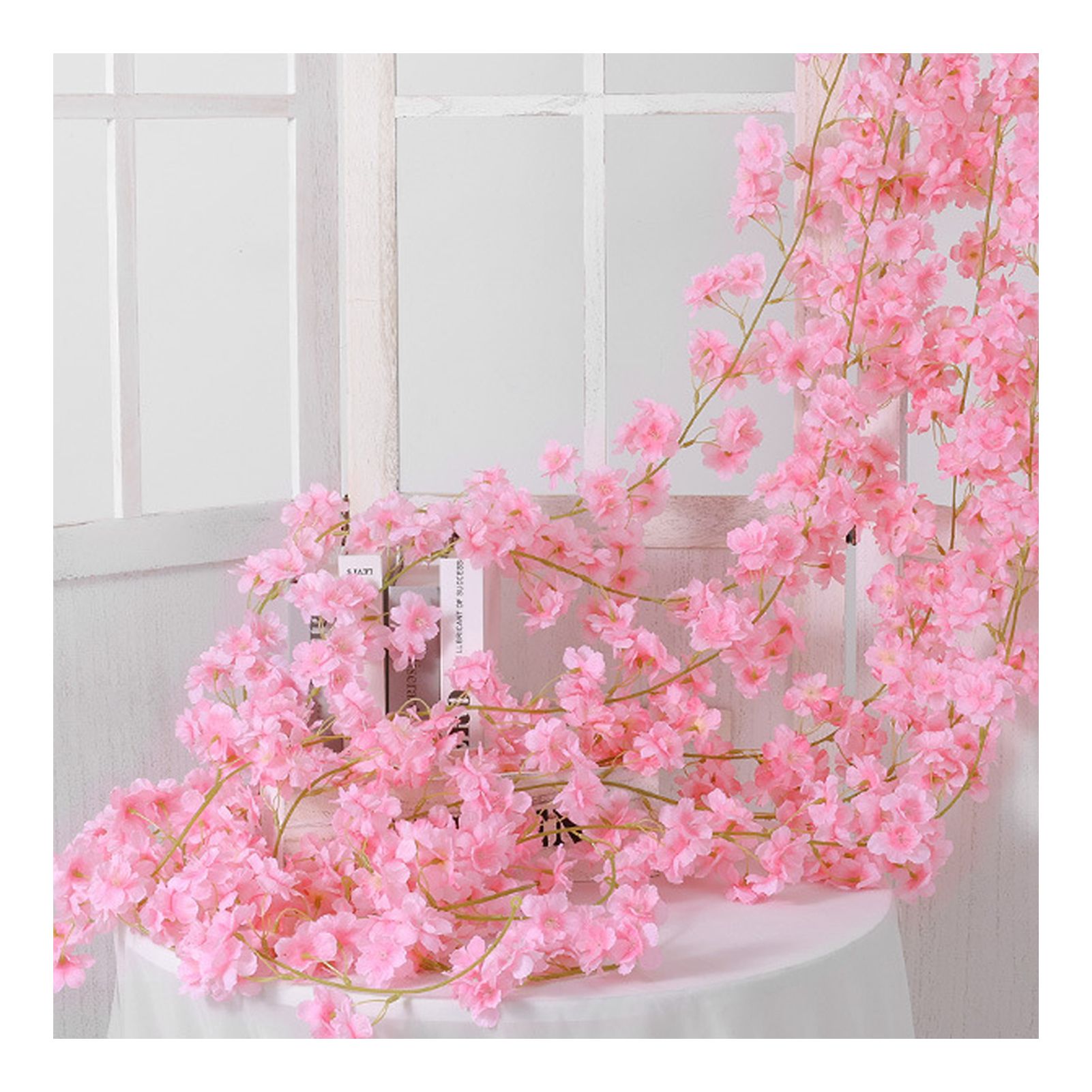 Artificial Flower Rattan Single 1.8m 135pcs Flowers Head Vivid Decorative Silk view 3