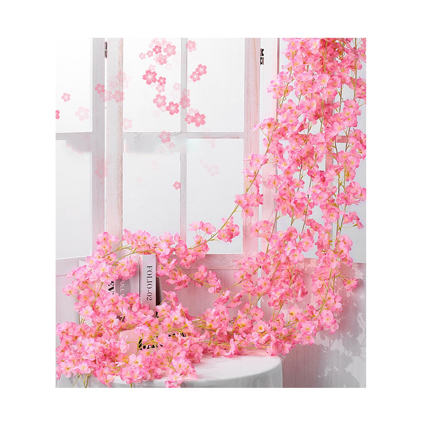 Artificial Flower Rattan Single 1.8m 135pcs Flowers Head Vivid Decorative Silk view 5