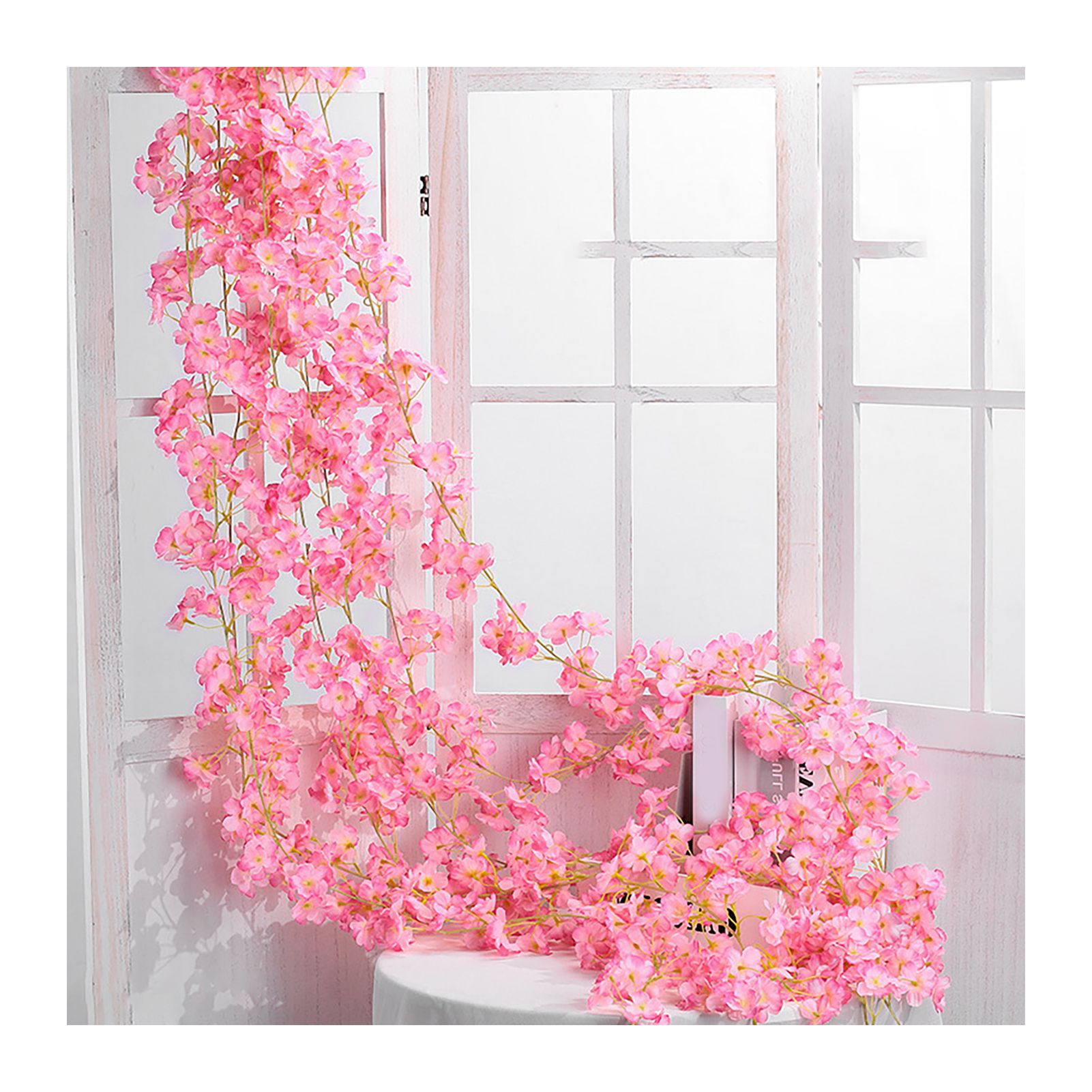 Artificial Flower Rattan Single 1.8m 135pcs Flowers Head Vivid Decorative Silk view 2