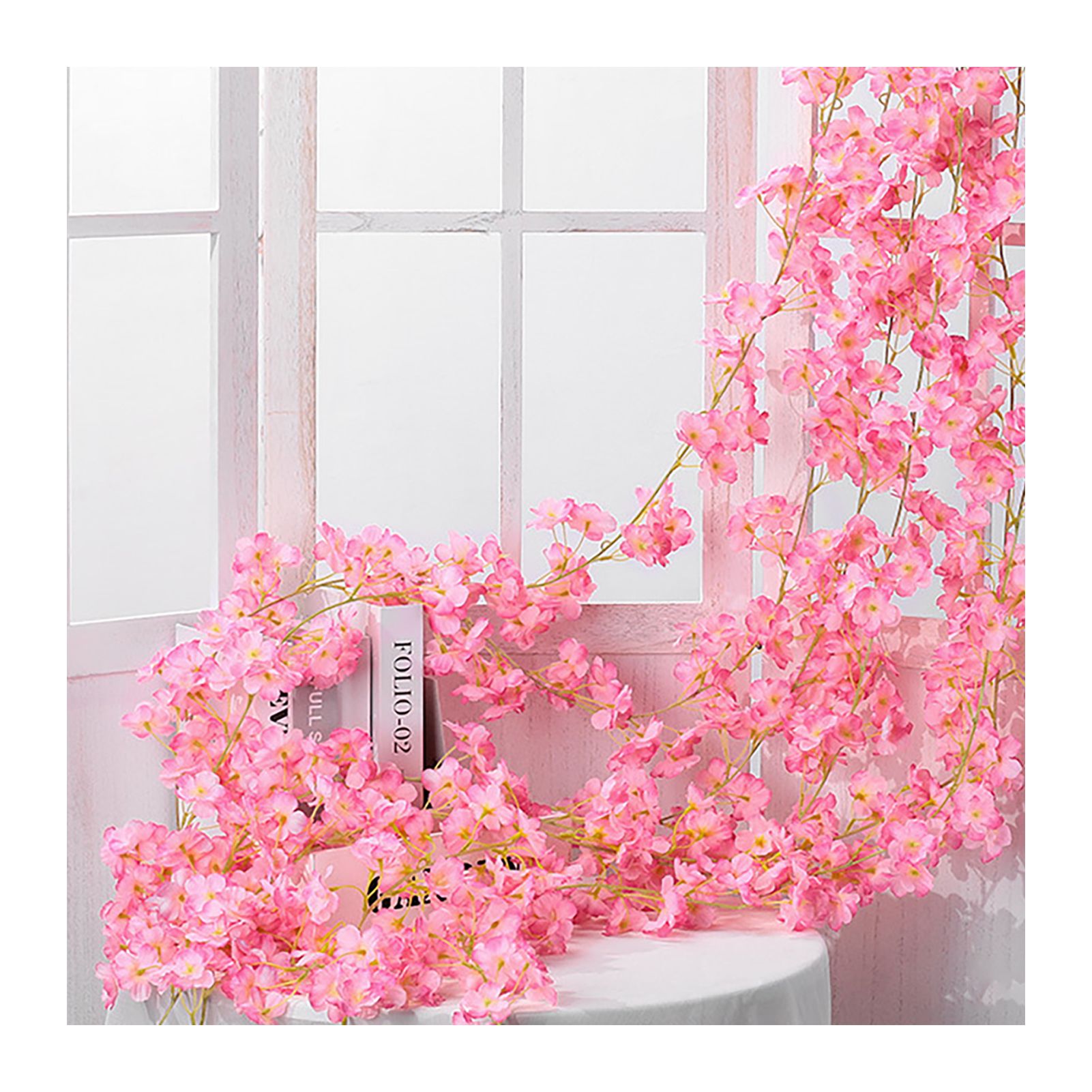 Artificial Flower Rattan Single 1.8m 135pcs Flowers Head Vivid Decorative Silk view 3