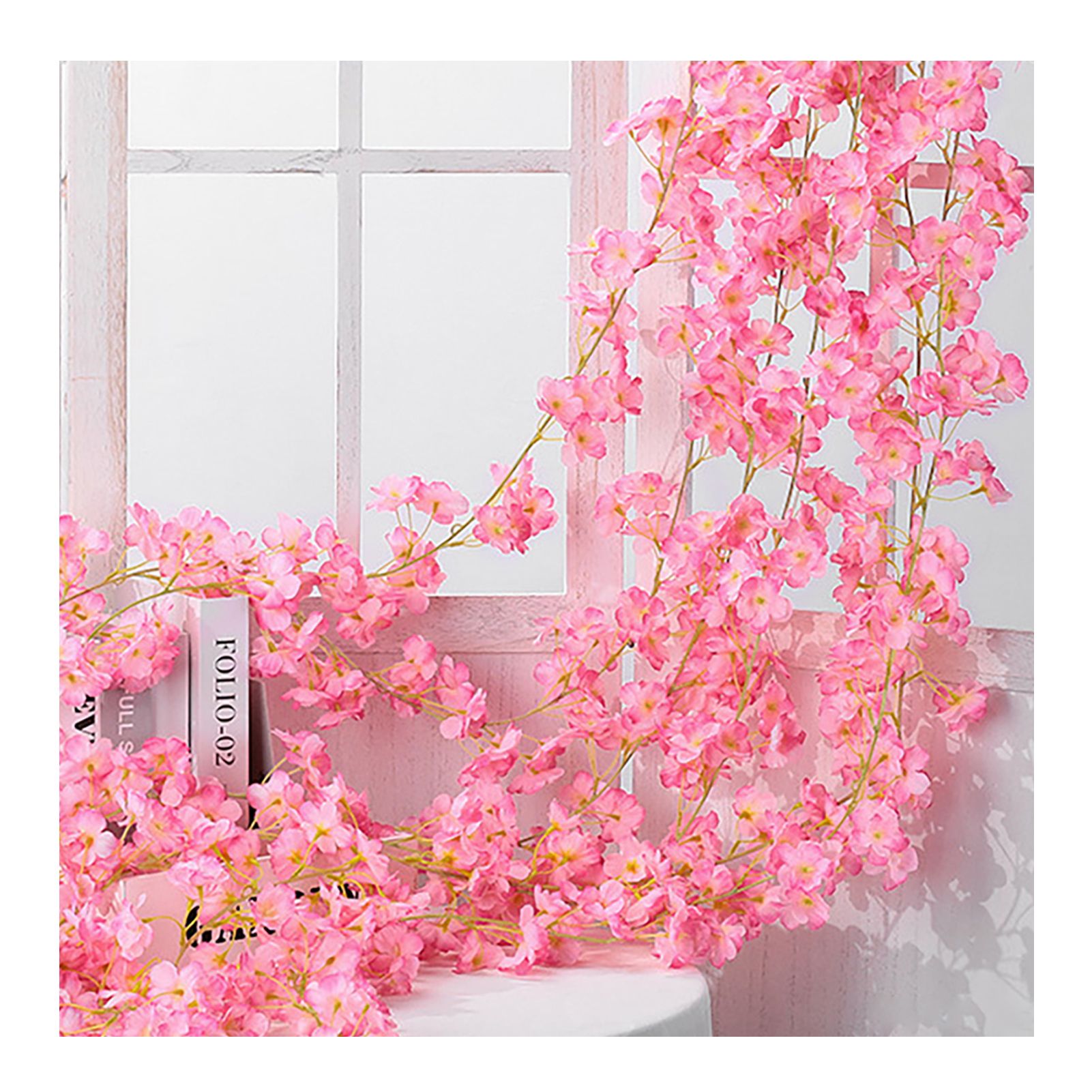 Artificial Flower Rattan Single 1.8m 135pcs Flowers Head Vivid Decorative Silk view 6