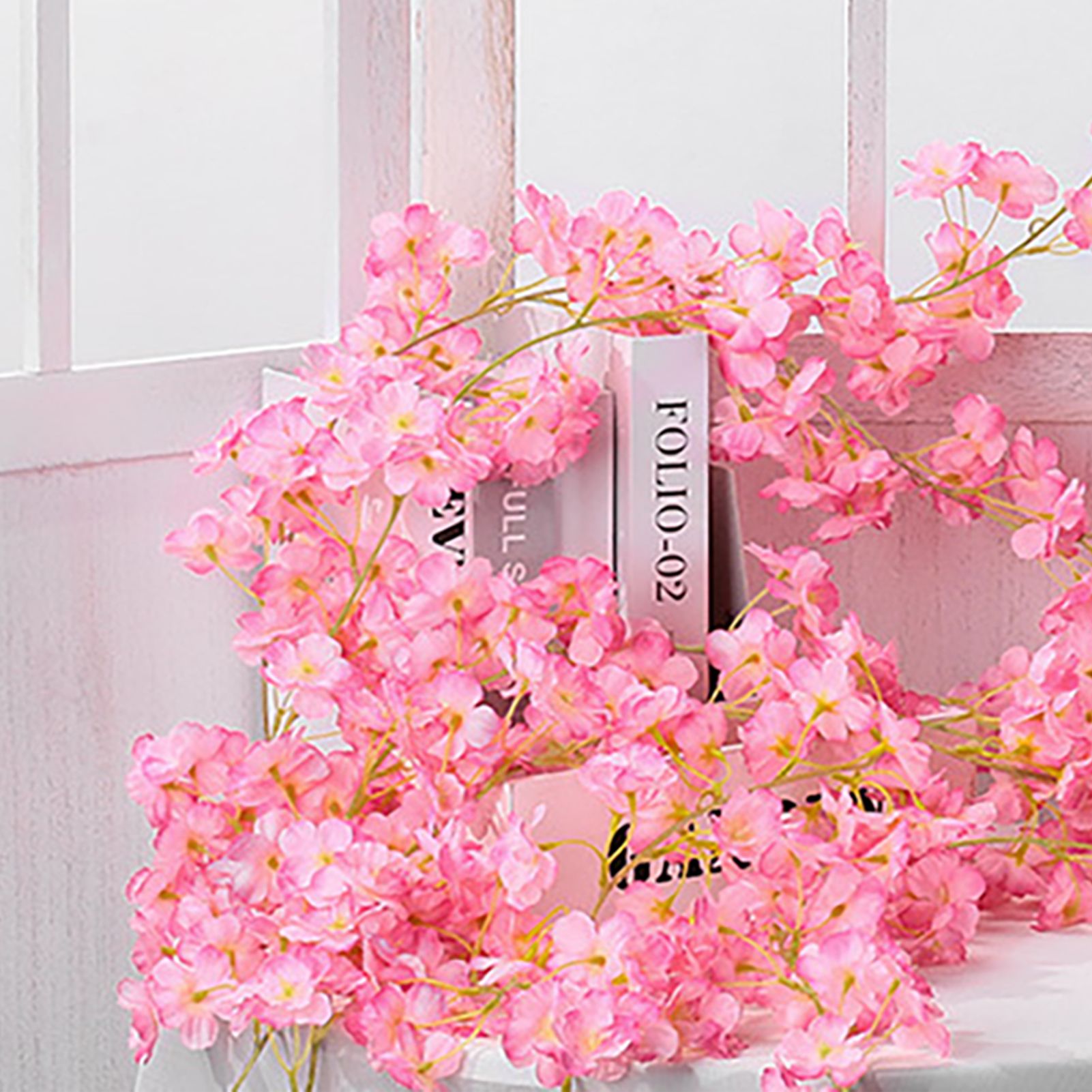 Artificial Flower Rattan Single 1.8m 135pcs Flowers Head Vivid Decorative Silk view 9