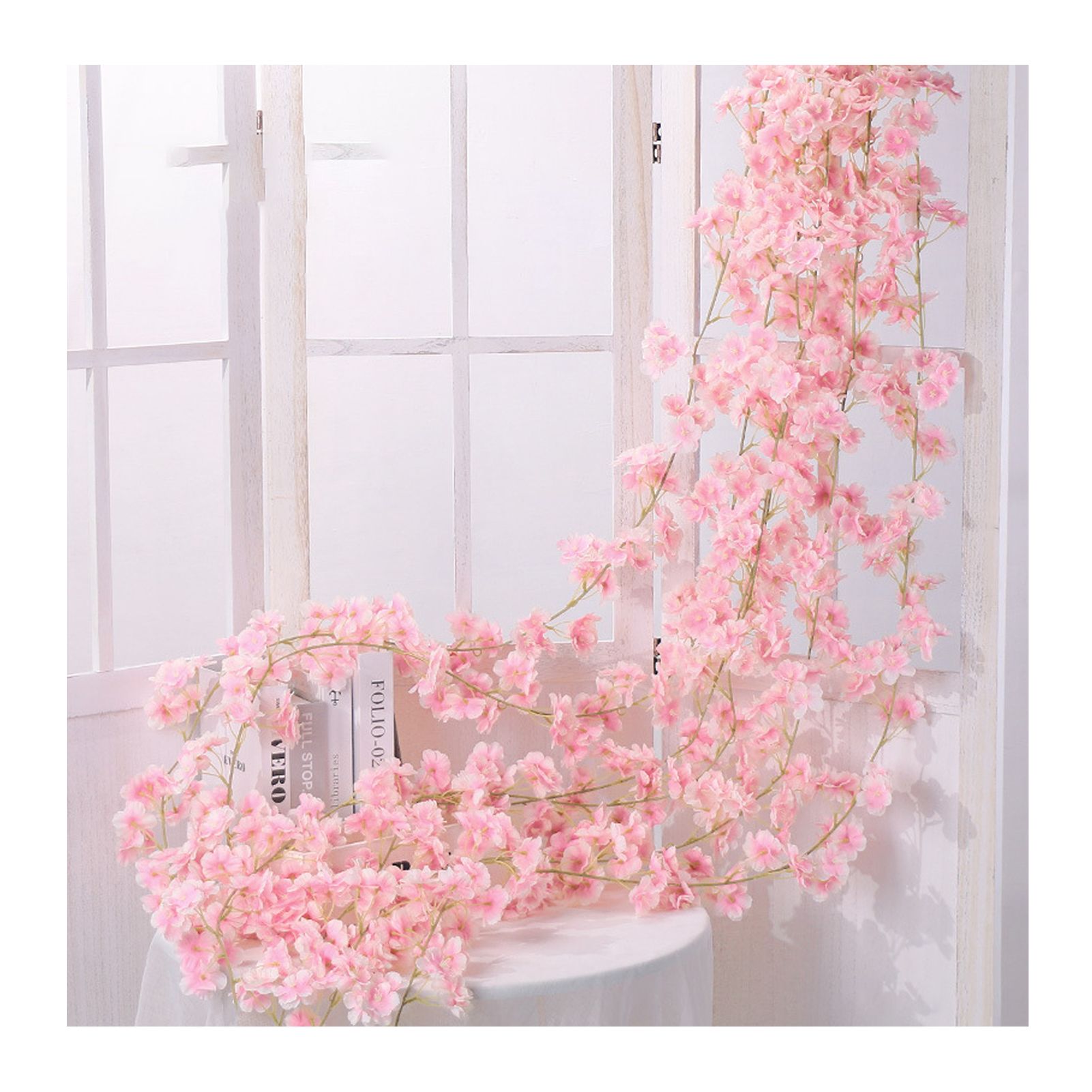 Artificial Flower Rattan Single 1.8m 135pcs Flowers Head Vivid Decorative Silk — image 1