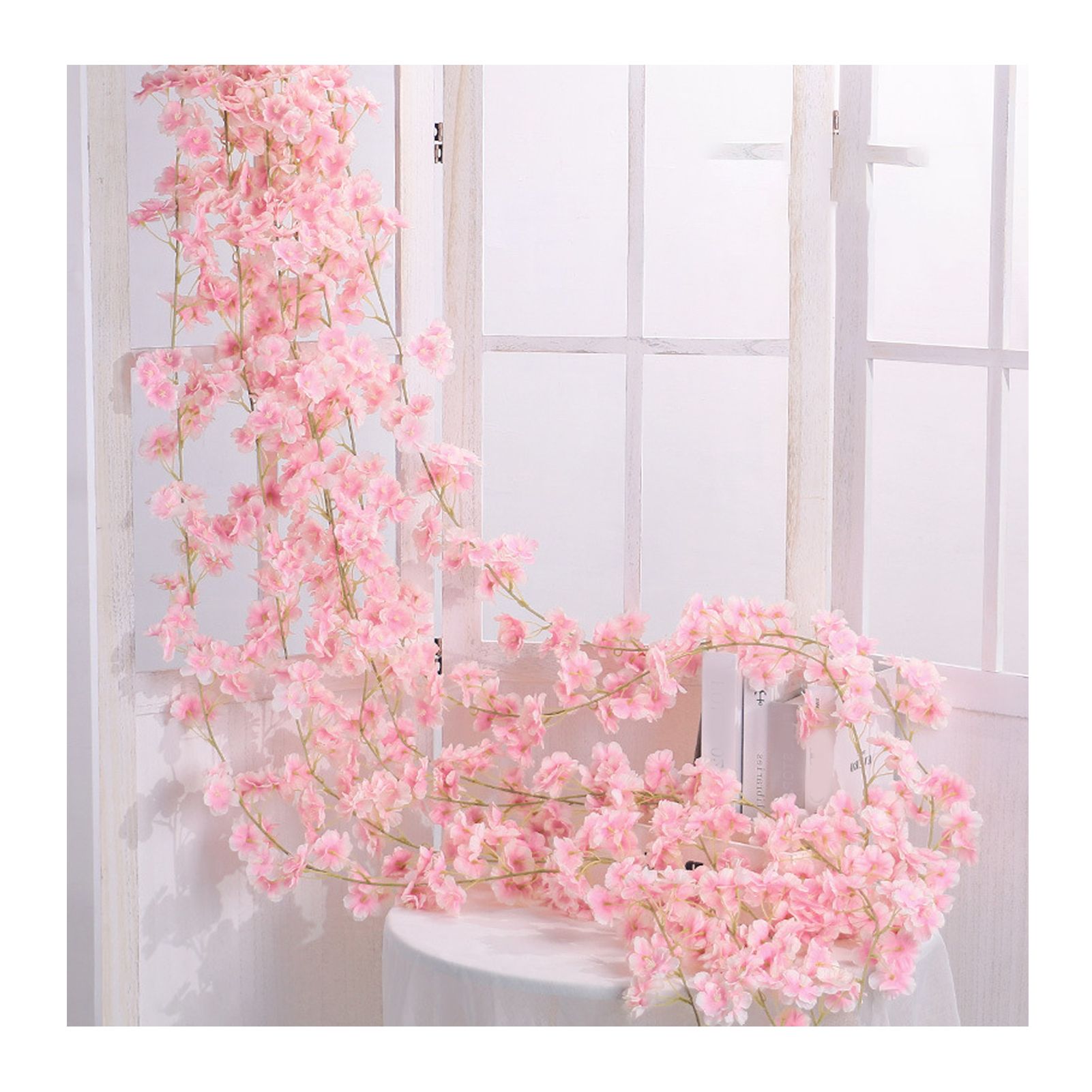 Artificial Flower Rattan Single 1.8m 135pcs Flowers Head Vivid Decorative Silk view 2