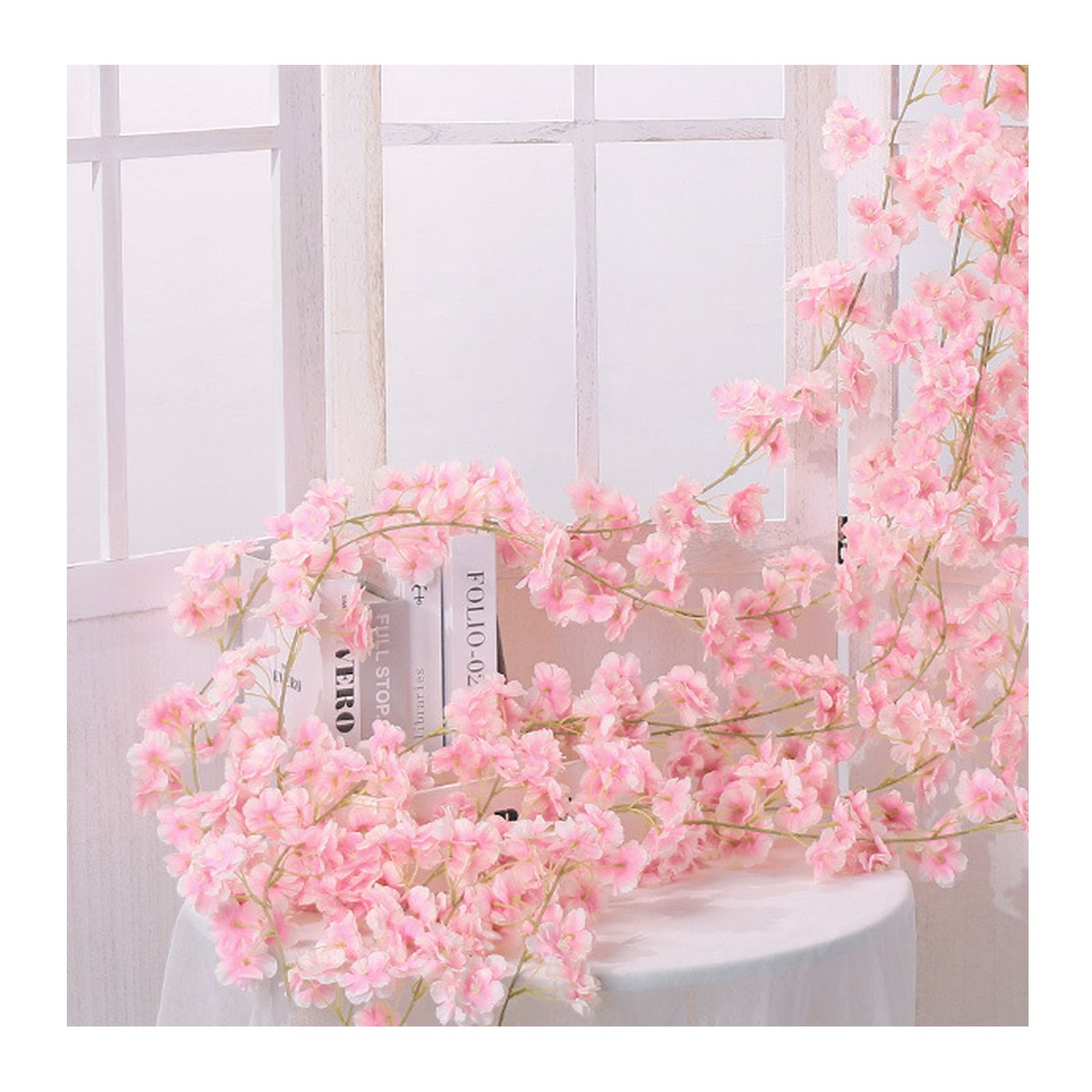 Artificial Flower Rattan Single 1.8m 135pcs Flowers Head Vivid Decorative Silk view 3