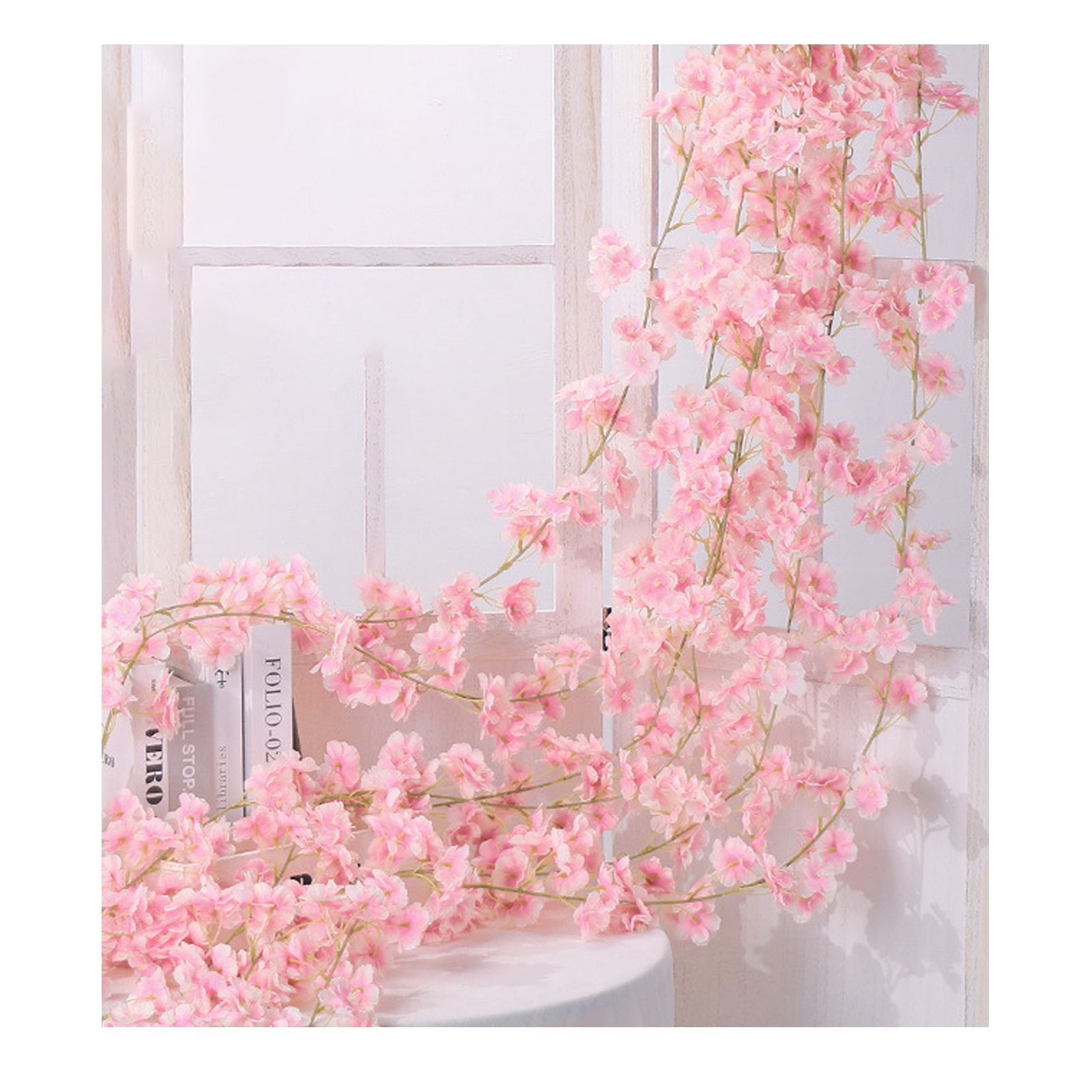 Artificial Flower Rattan Single 1.8m 135pcs Flowers Head Vivid Decorative Silk view 5