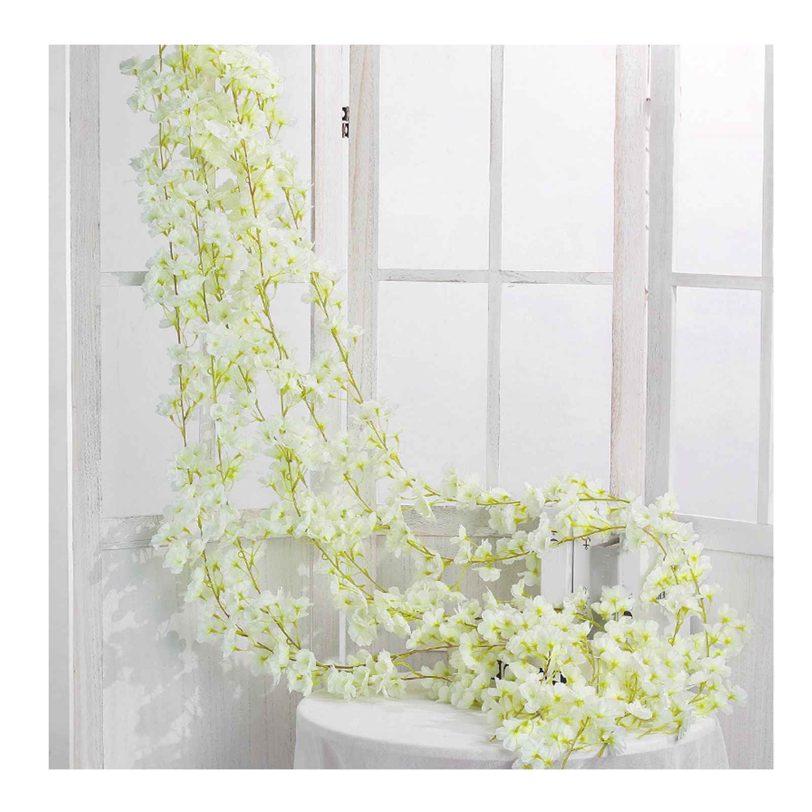Artificial Flower Rattan Single 1.8m 135pcs Flowers Head Vivid Decorative Silk view 2