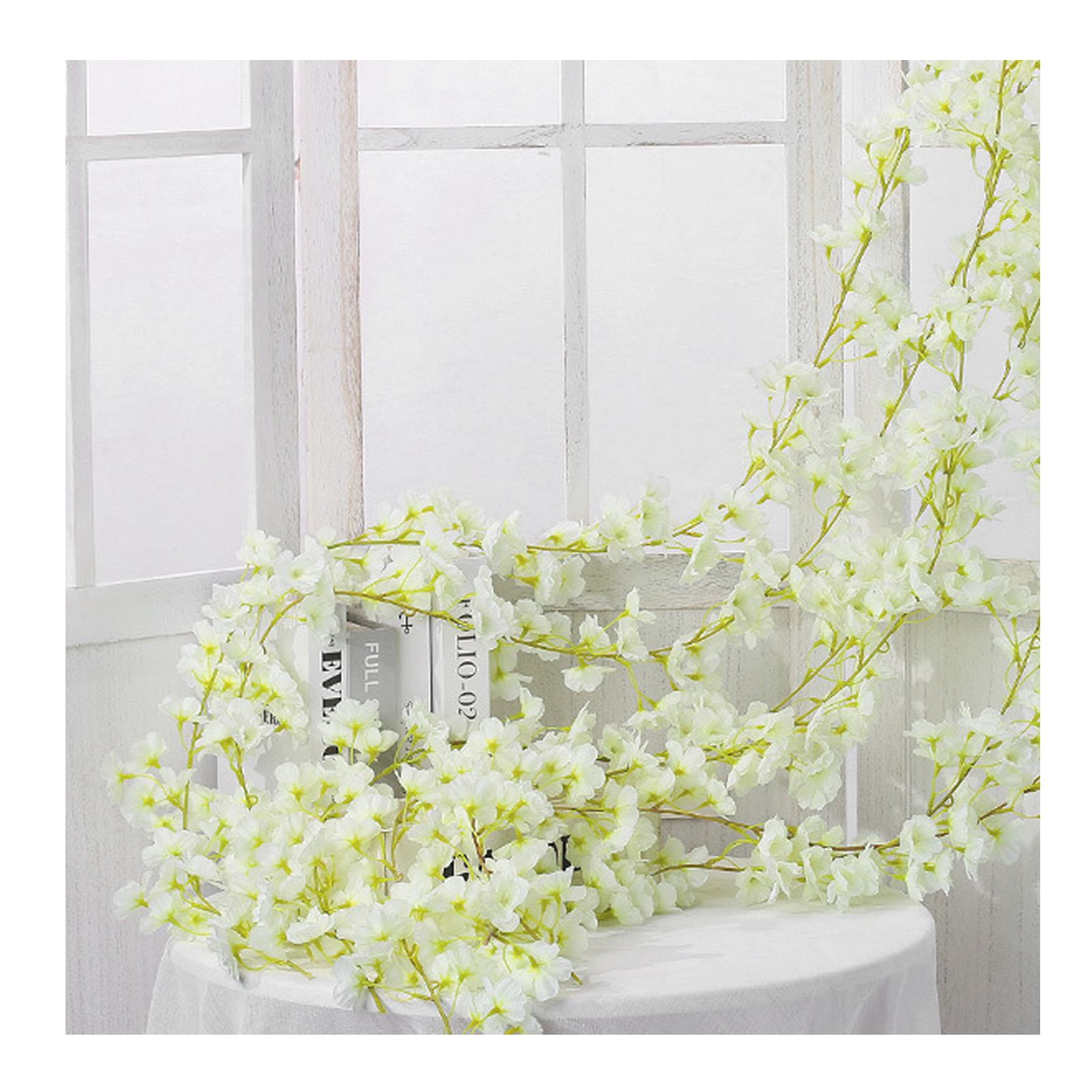Artificial Flower Rattan Single 1.8m 135pcs Flowers Head Vivid Decorative Silk view 3