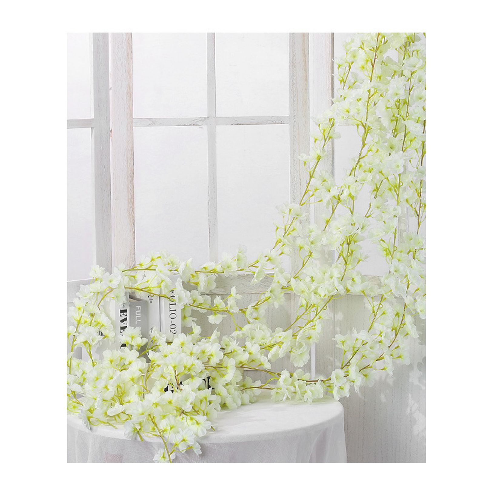 Artificial Flower Rattan Single 1.8m 135pcs Flowers Head Vivid Decorative Silk view 5