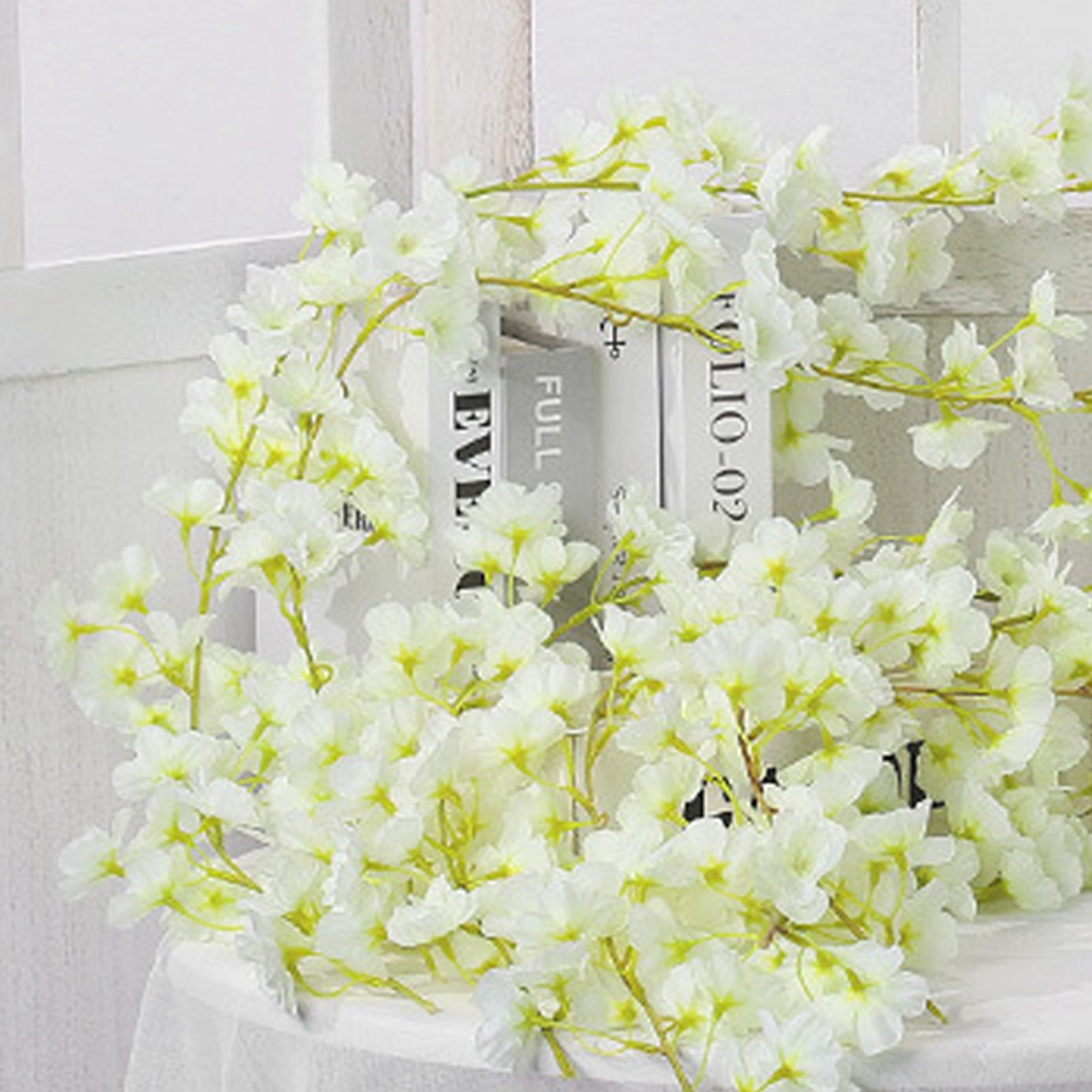 Artificial Flower Rattan Single 1.8m 135pcs Flowers Head Vivid Decorative Silk view 9