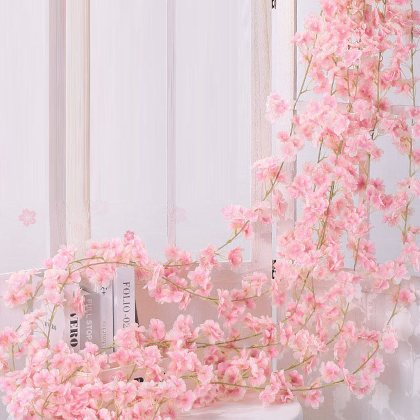 1.8m 256 Simulated Artificial Sakura Flower Garland Hanging Vines for Spring view 2